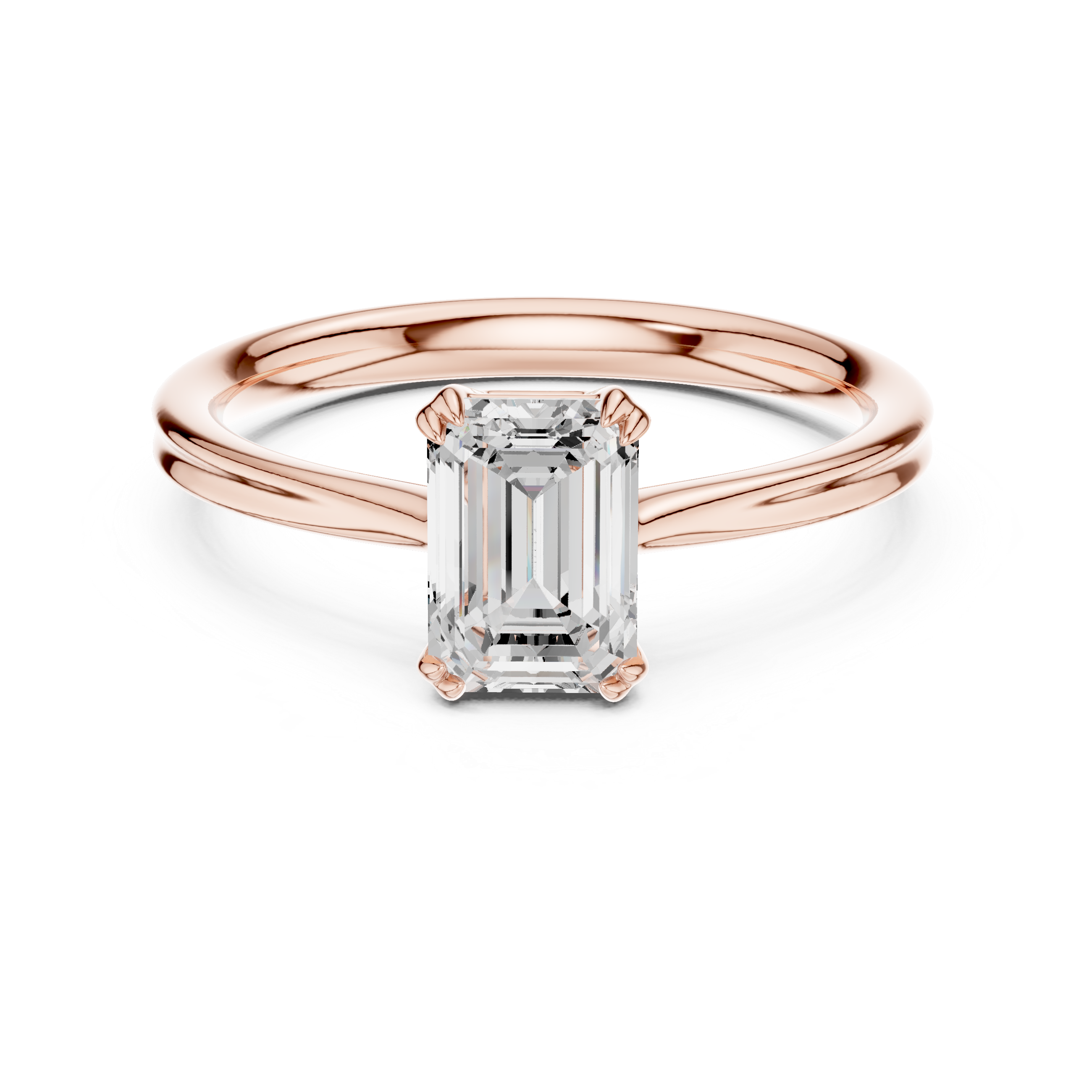 Emerald Cut Pink Gemstone Solitaire Engagement Ring