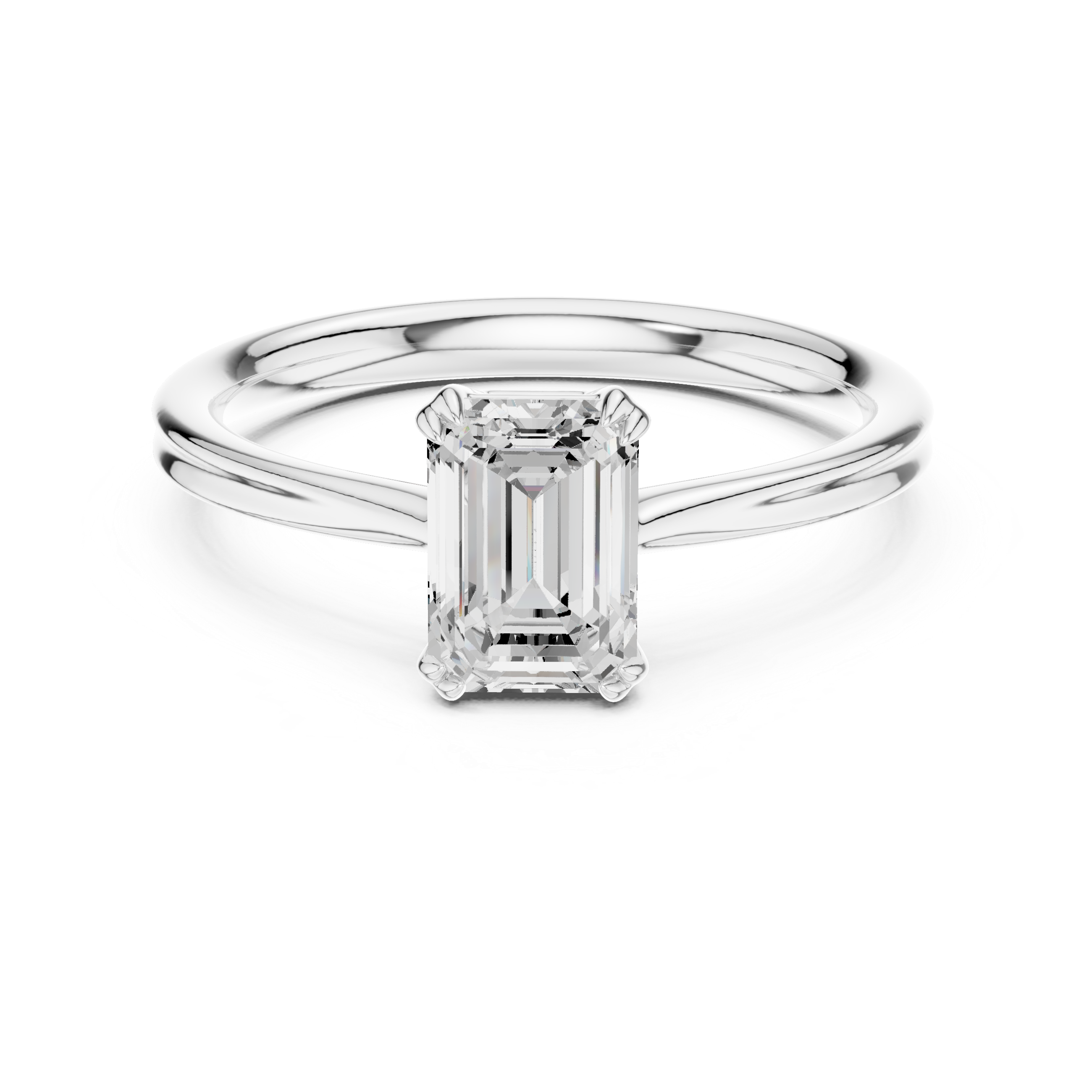 Emerald Cut Pink Gemstone Solitaire Engagement Ring