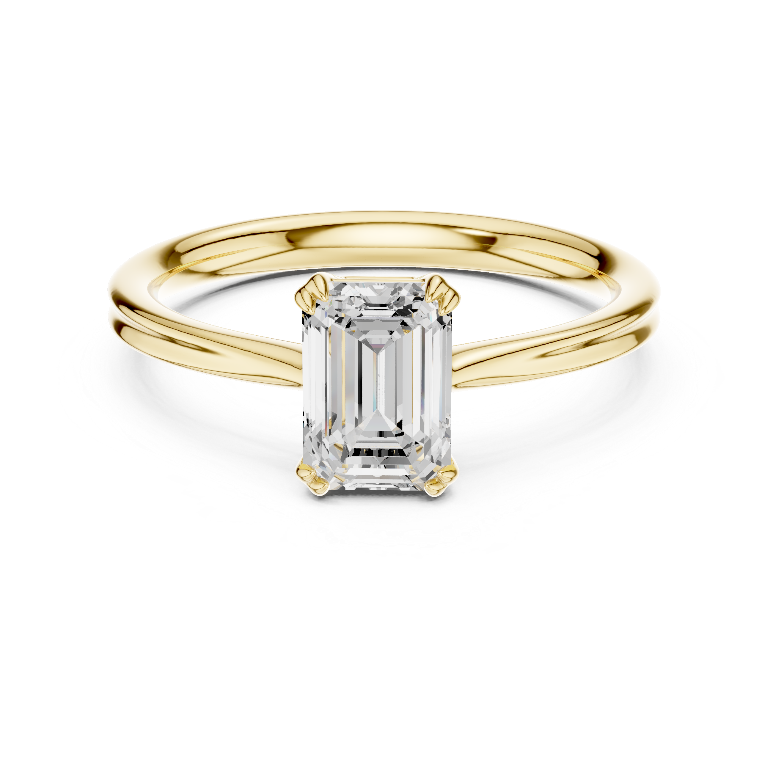 Emerald Cut Pink Gemstone Solitaire Engagement Ring