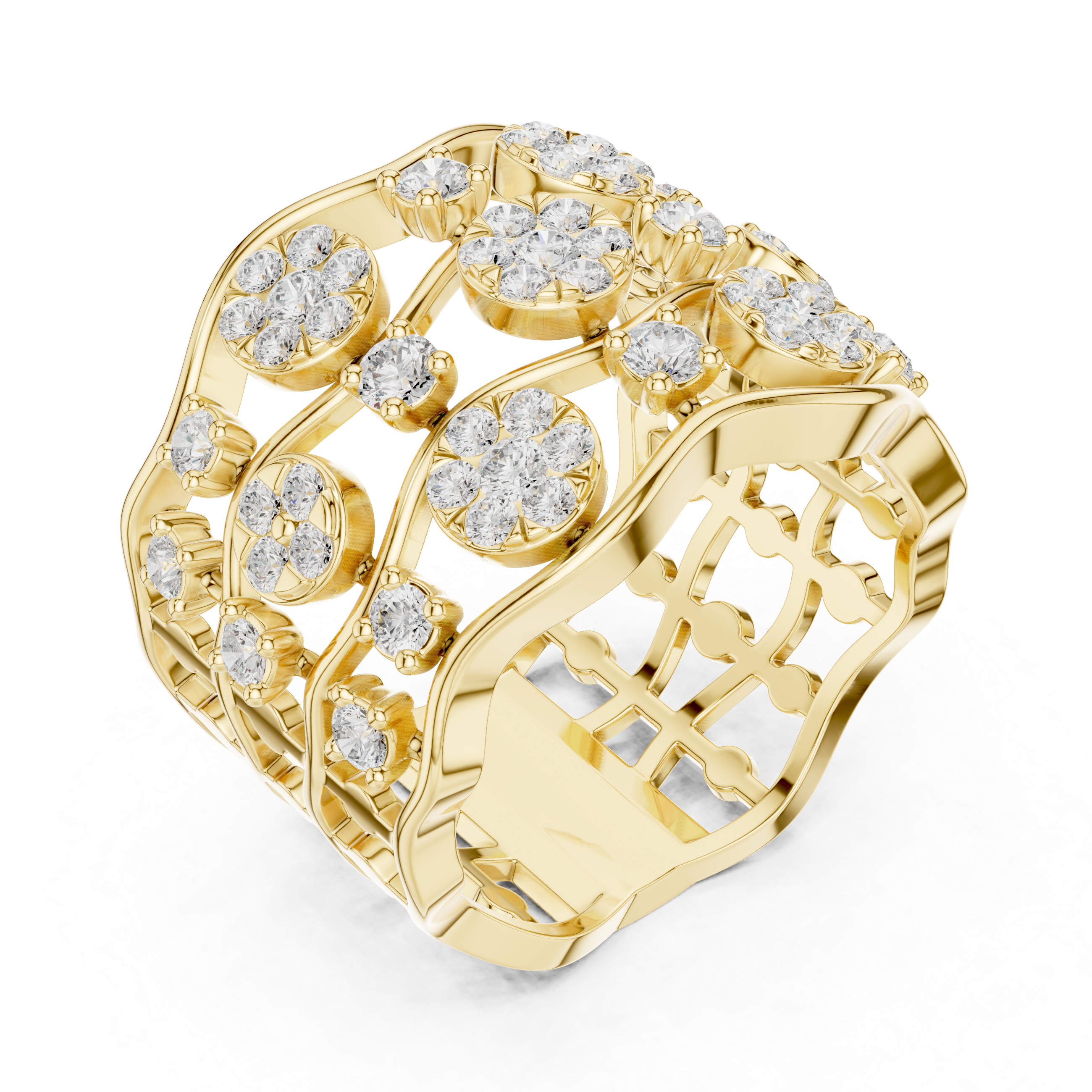 Modern three-stone diamond ring symbolizing past present and future with elegant design.