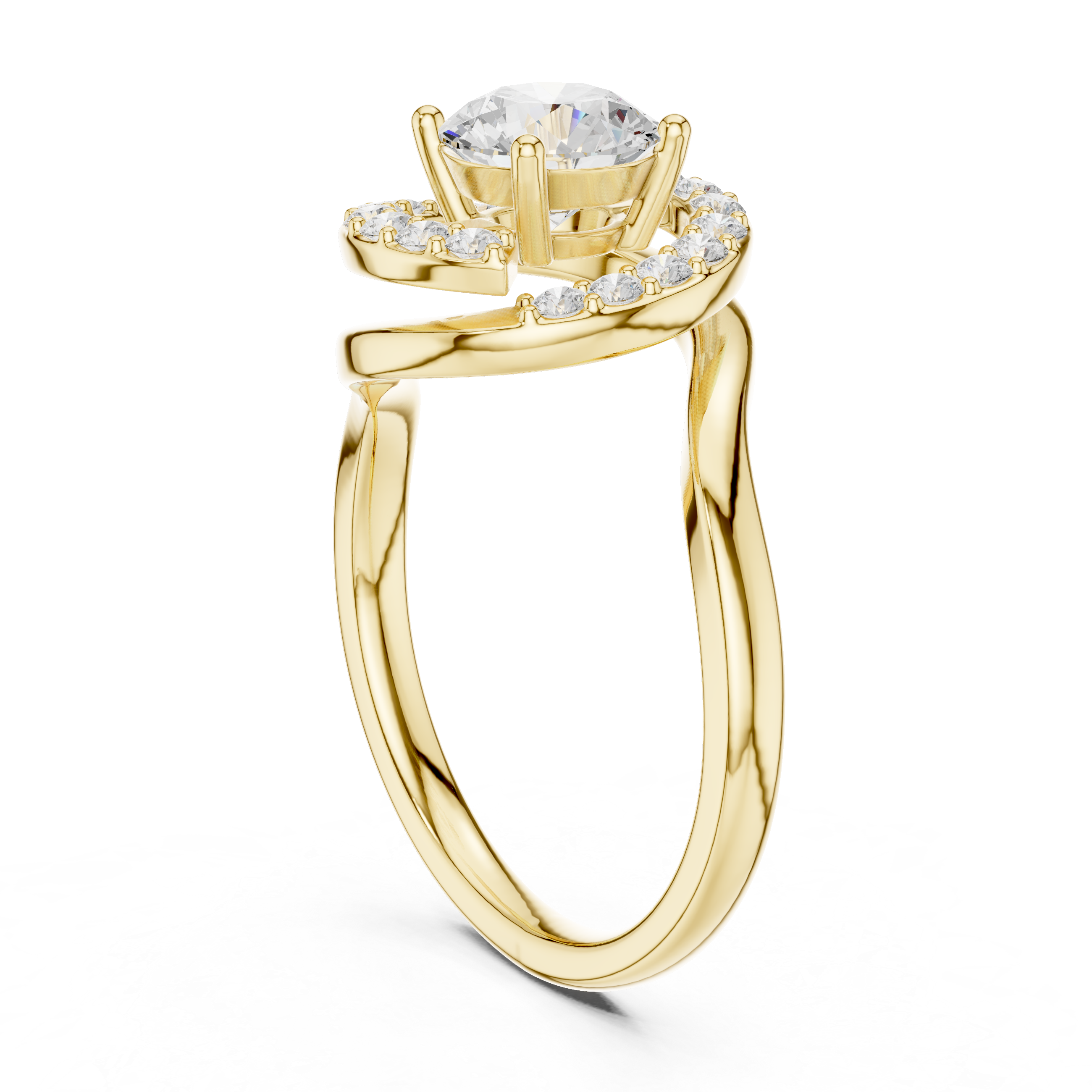 Elegant floral stud earrings crafted with petal-shaped diamond accents.