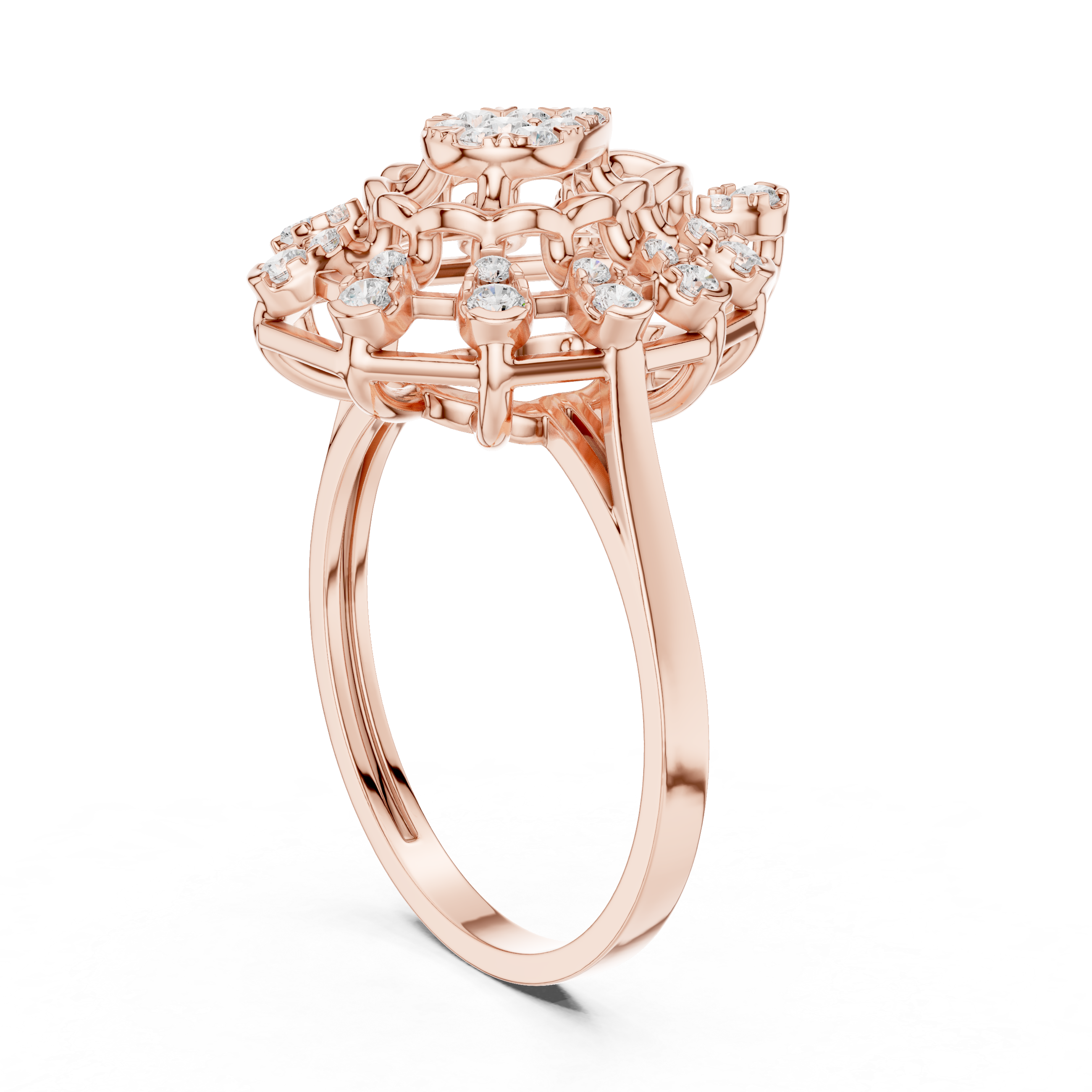 Stylish multi-band ring featuring layered metal structure.