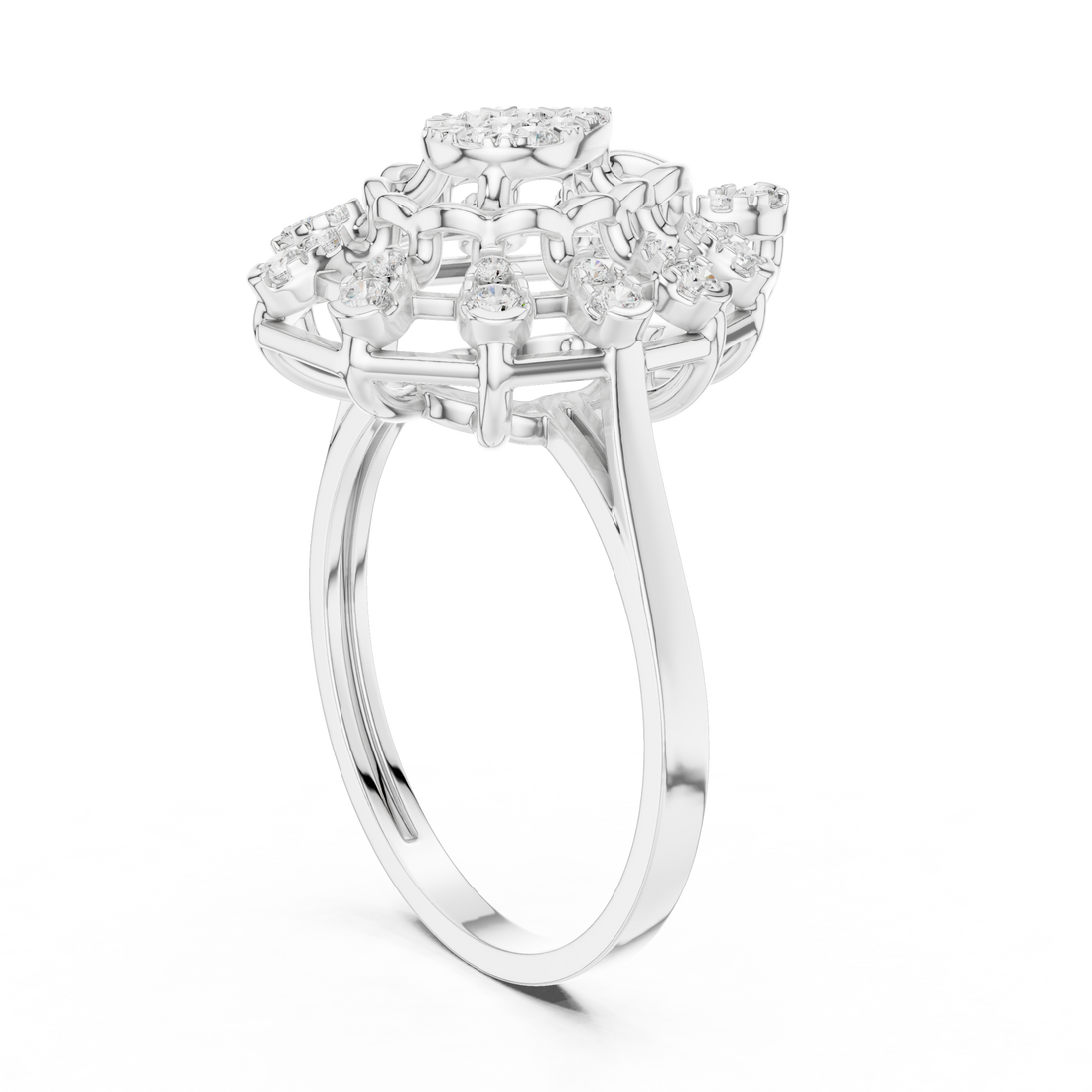 Luxury designer ring featuring artistic sculptural appearance.