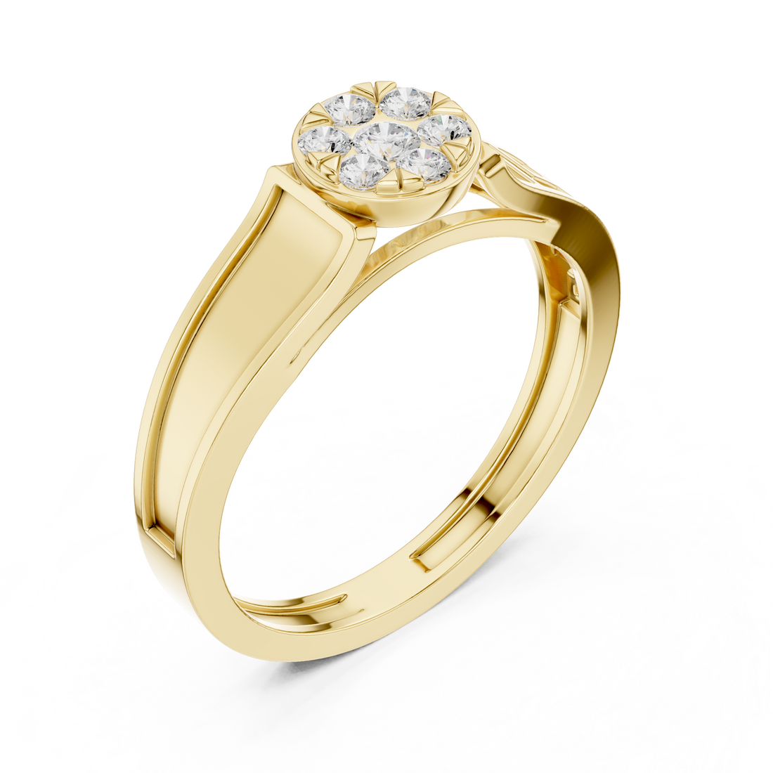 Modern three-stone diamond ring symbolizing past present and future with elegant design.