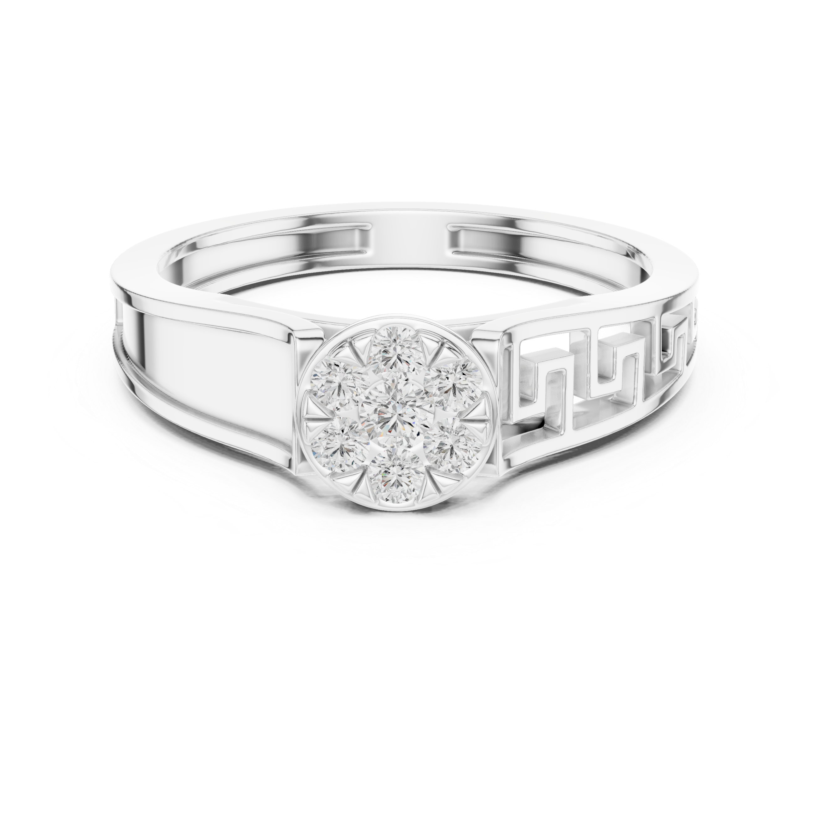 Elegant eternity ring featuring continuous circle of diamonds around the band.