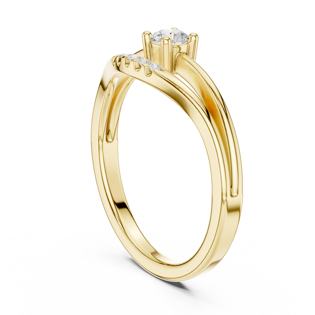 Elegant nose pin featuring tiny solitaire diamond in sleek gold mount.