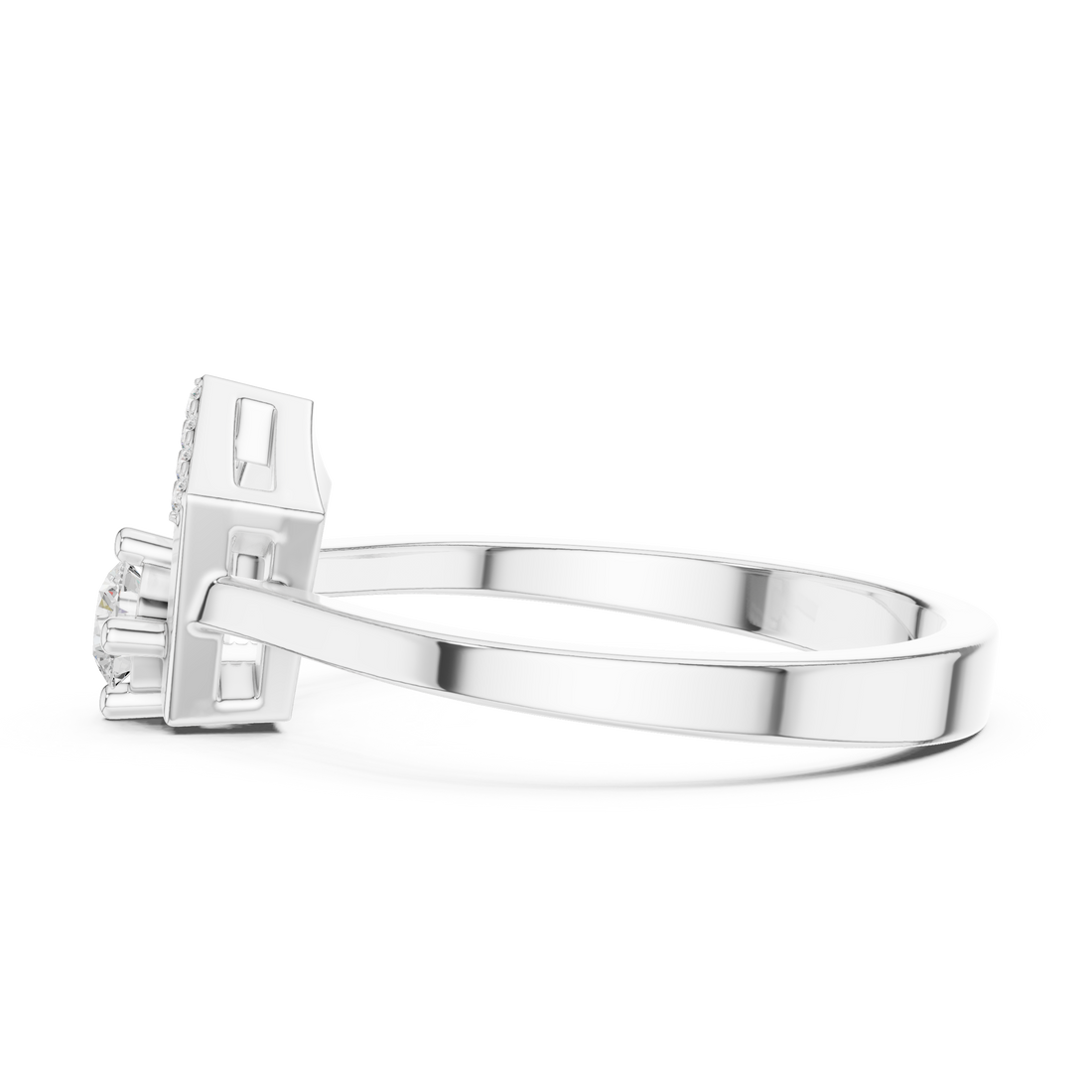 Modern promise ring featuring minimalist structure.