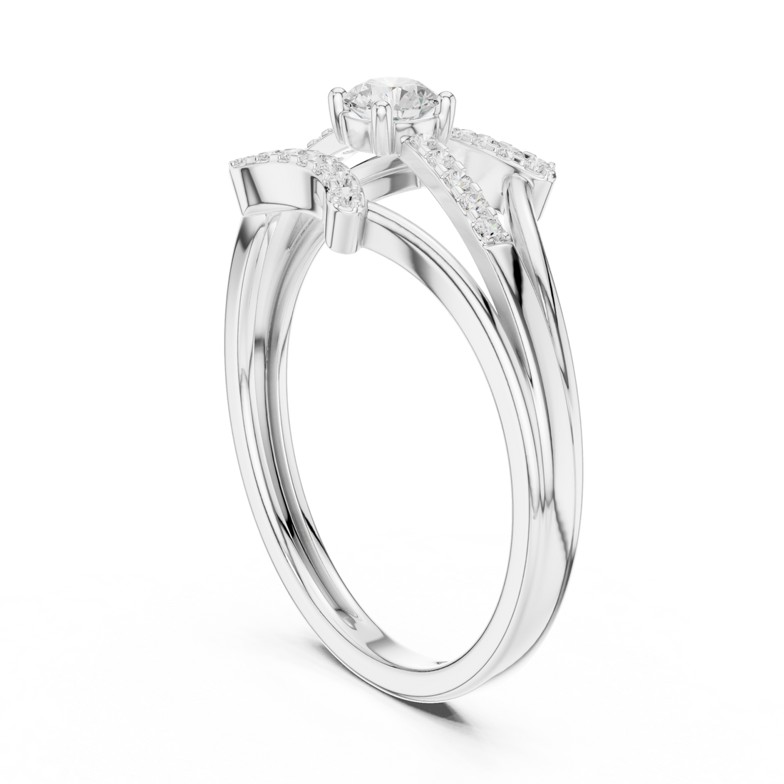 Elegant princess-cut diamond engagement ring with brilliant center stone and slim polished gold band.