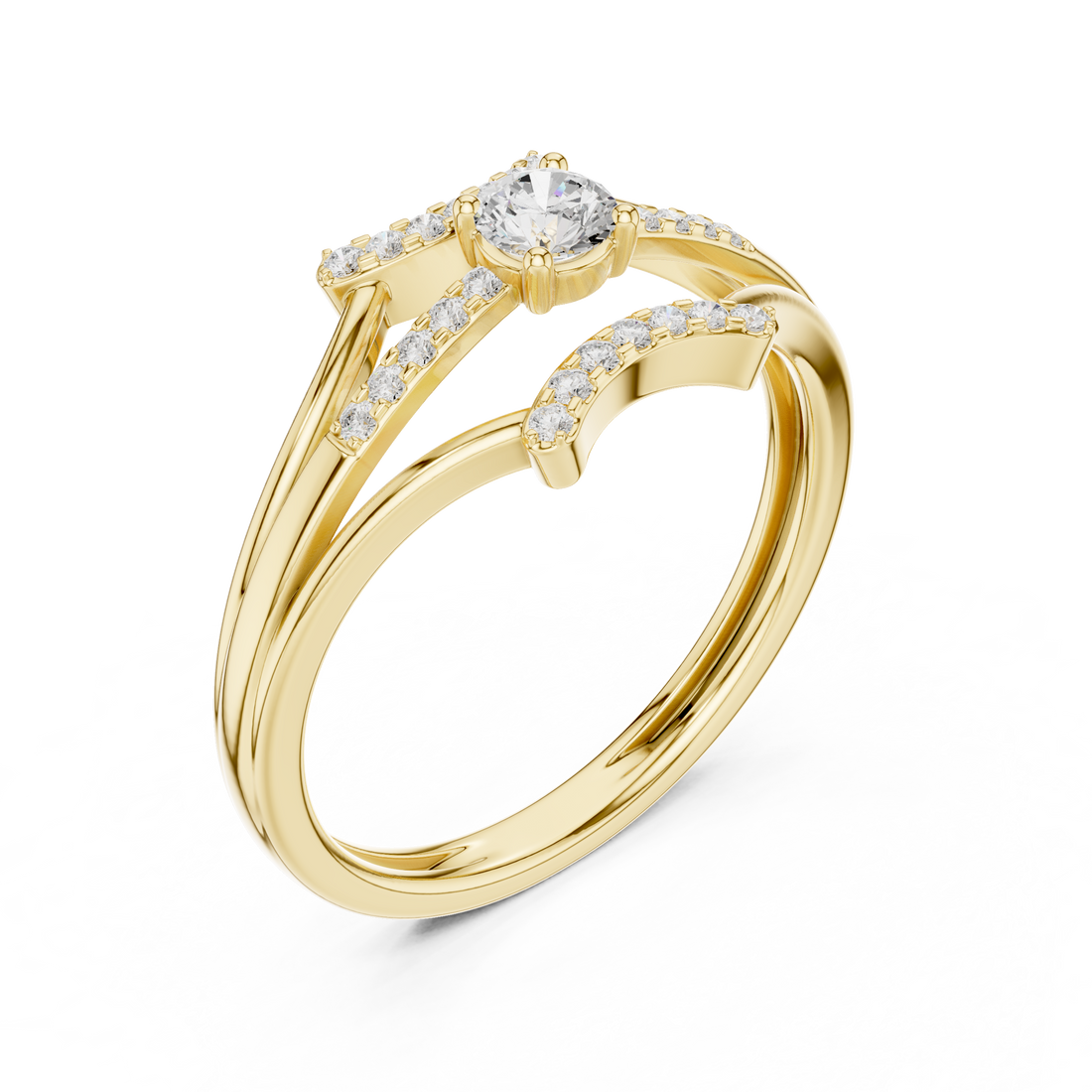 Modern three-stone diamond ring symbolizing past present and future with elegant design.