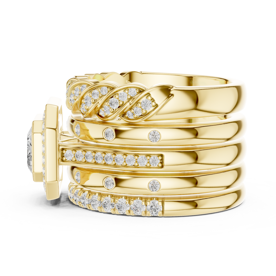 Designer baby ring featuring adjustable band and smooth edges.