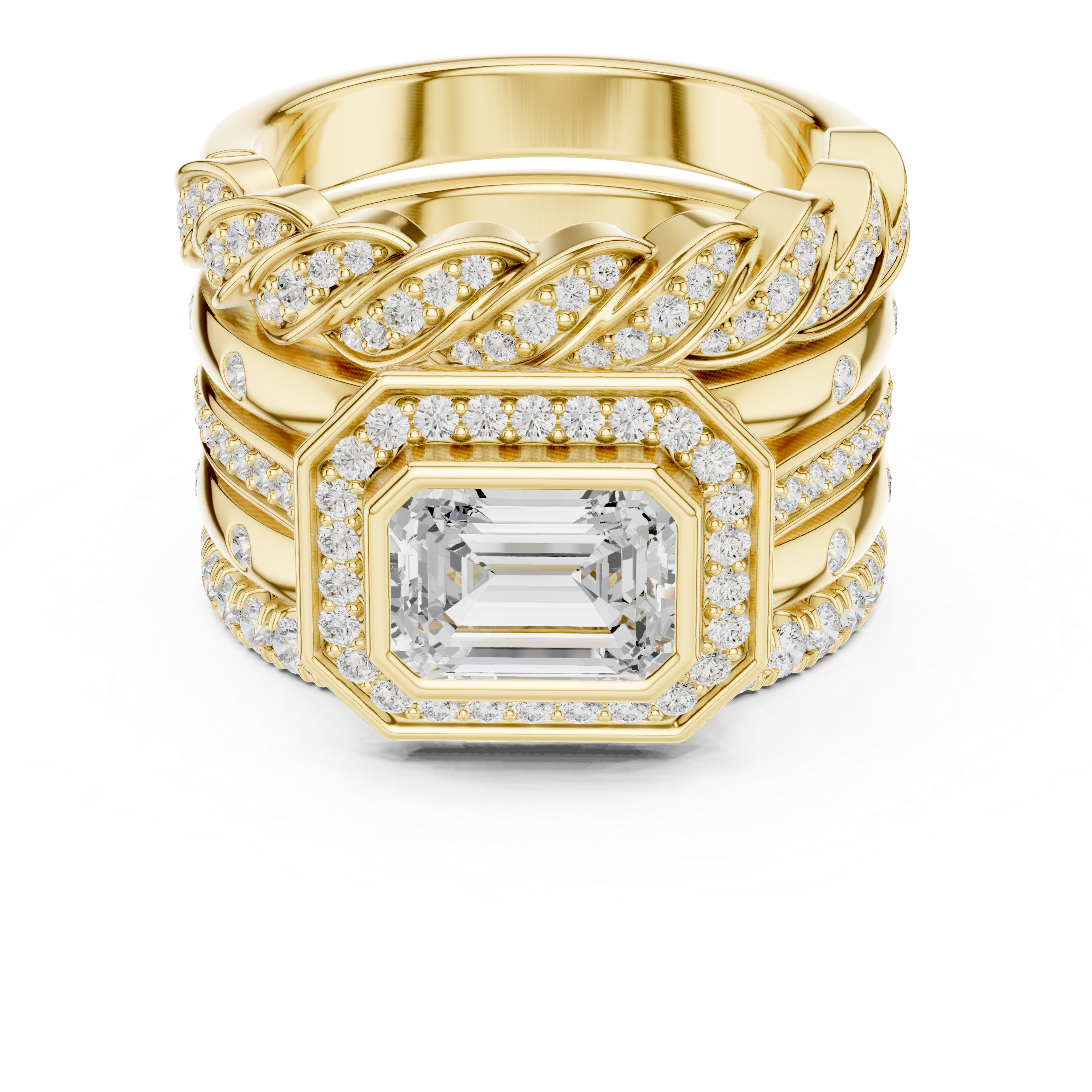 Elegant gemstone cocktail ring featuring oversized colorful stone centerpiece.