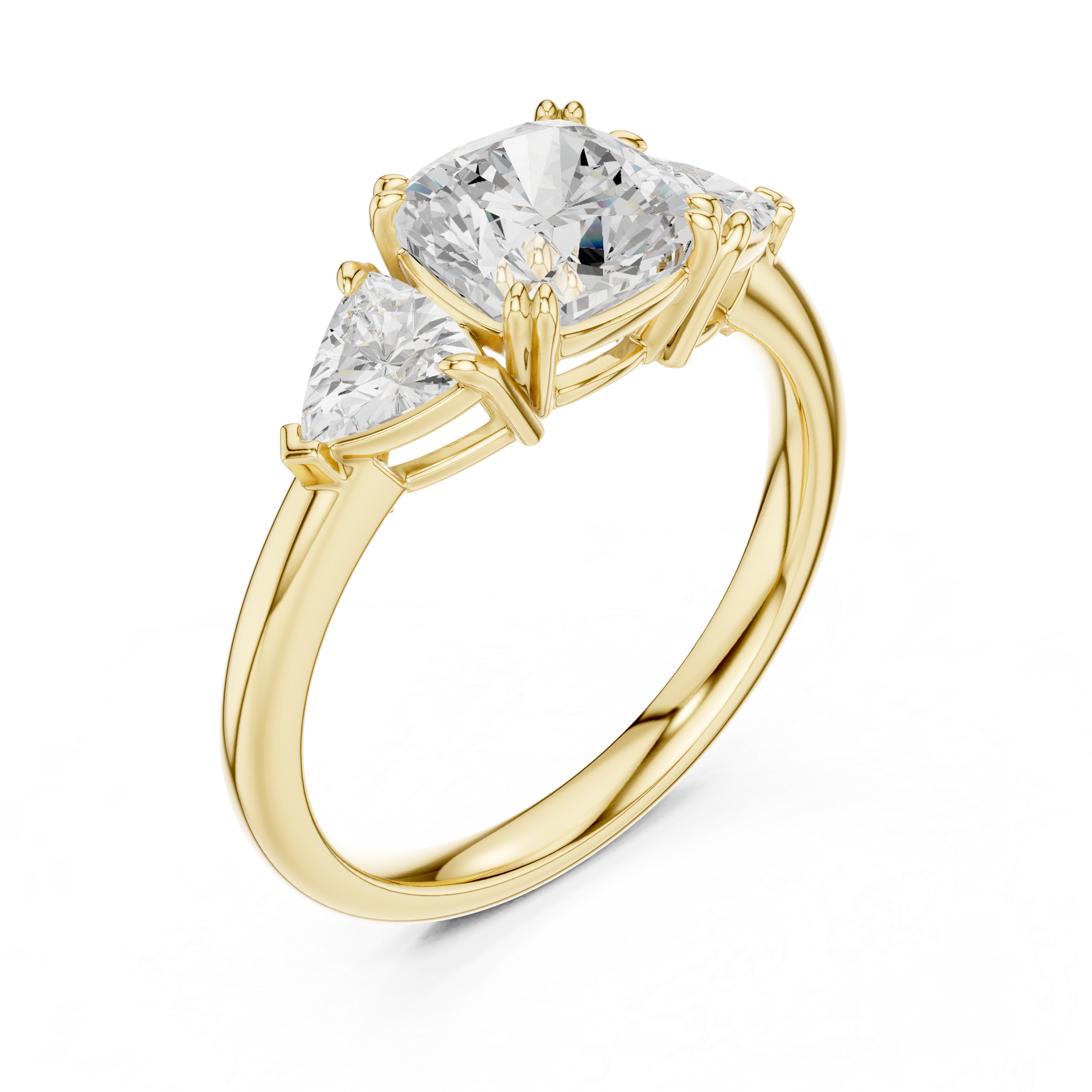 Modern three-stone diamond ring symbolizing past present and future with elegant design.