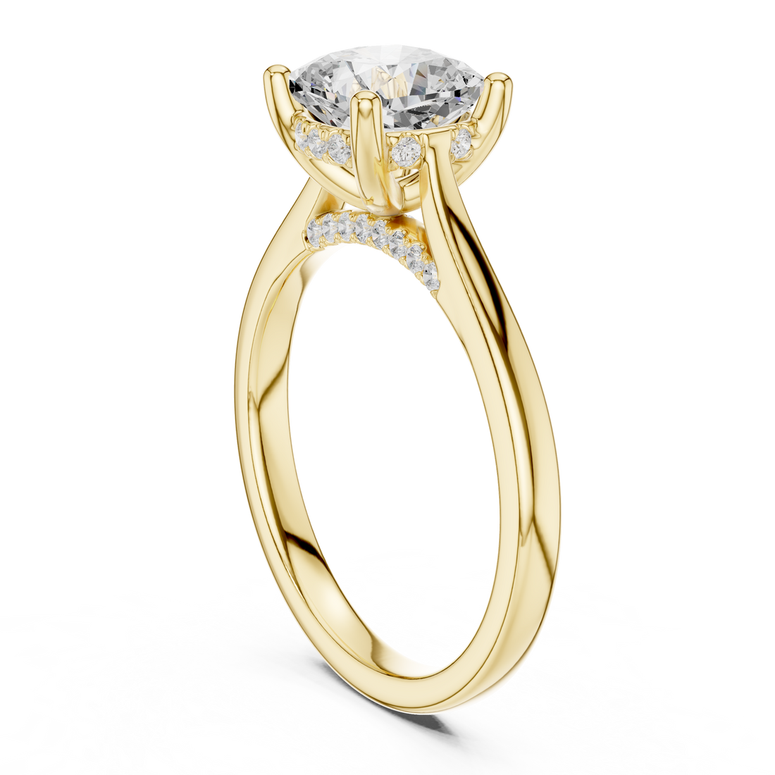 Elegant floral stud earrings crafted with petal-shaped diamond accents.
