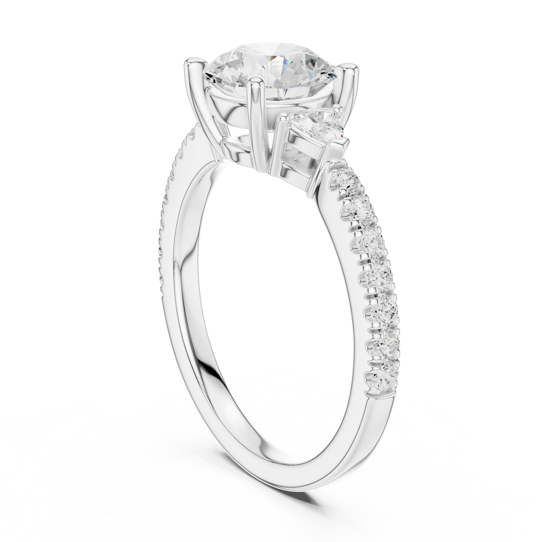 Elegant princess-cut diamond engagement ring with brilliant center stone and slim polished gold band.