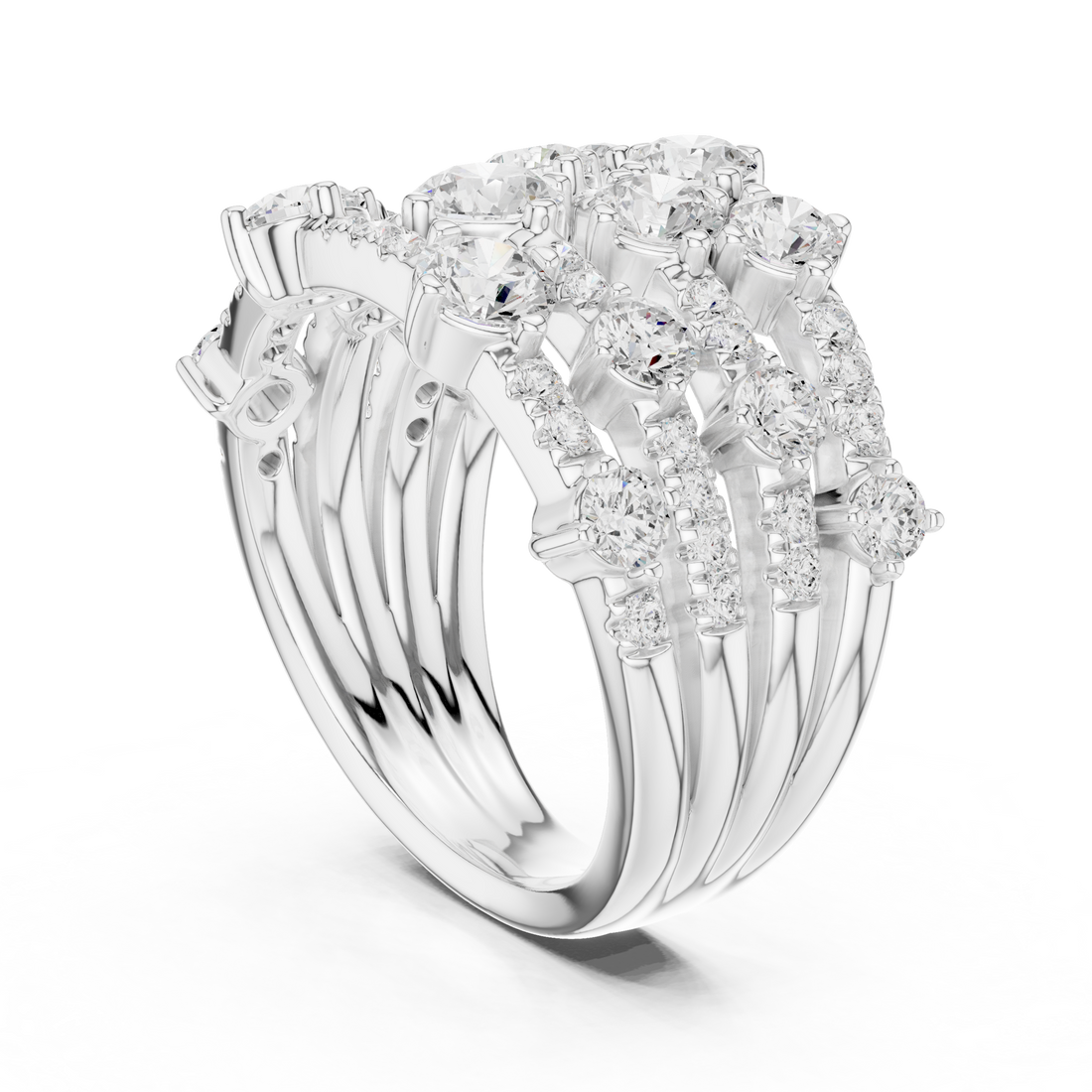 Designer diamond link bracelet with sparkling stone accents.