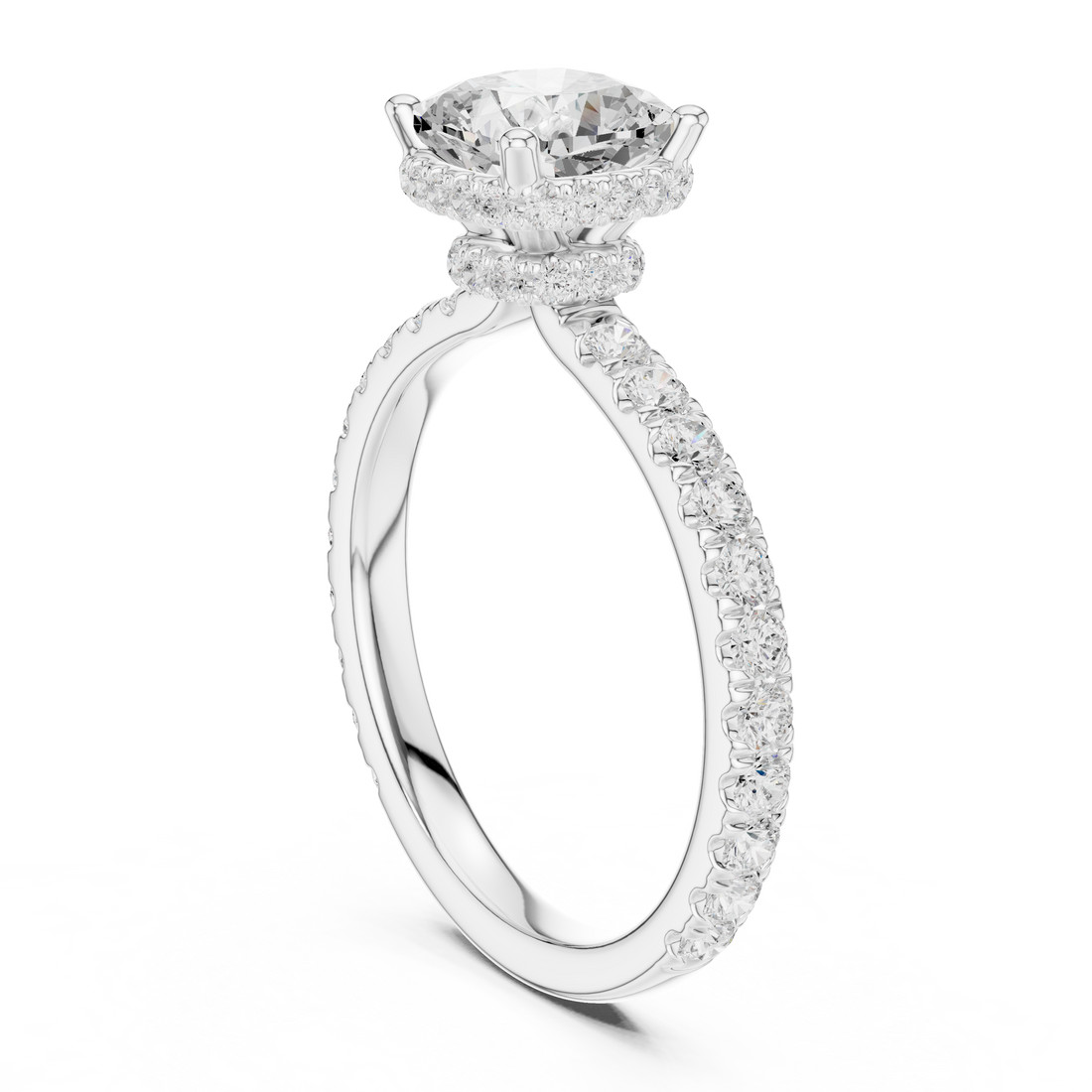 Elegant princess-cut diamond engagement ring with brilliant center stone and slim polished gold band.