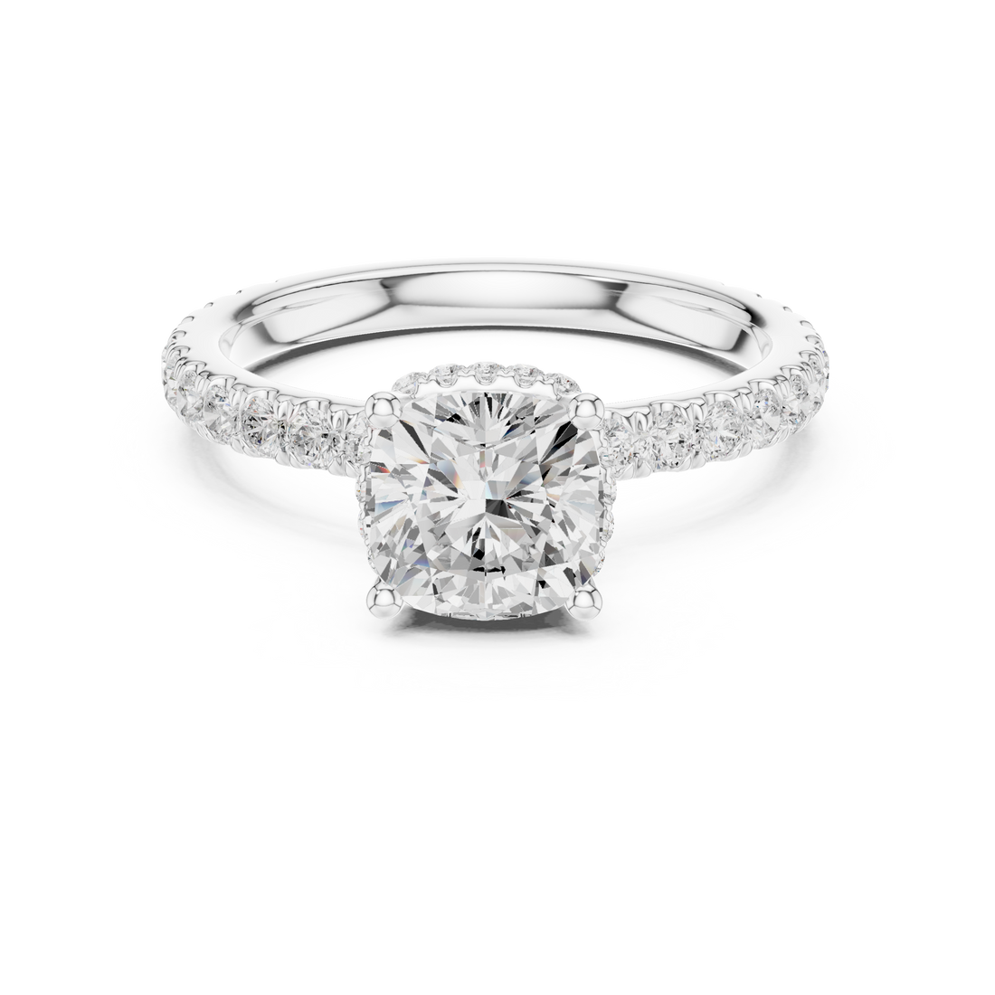 Elegant eternity ring featuring continuous circle of diamonds around the band.