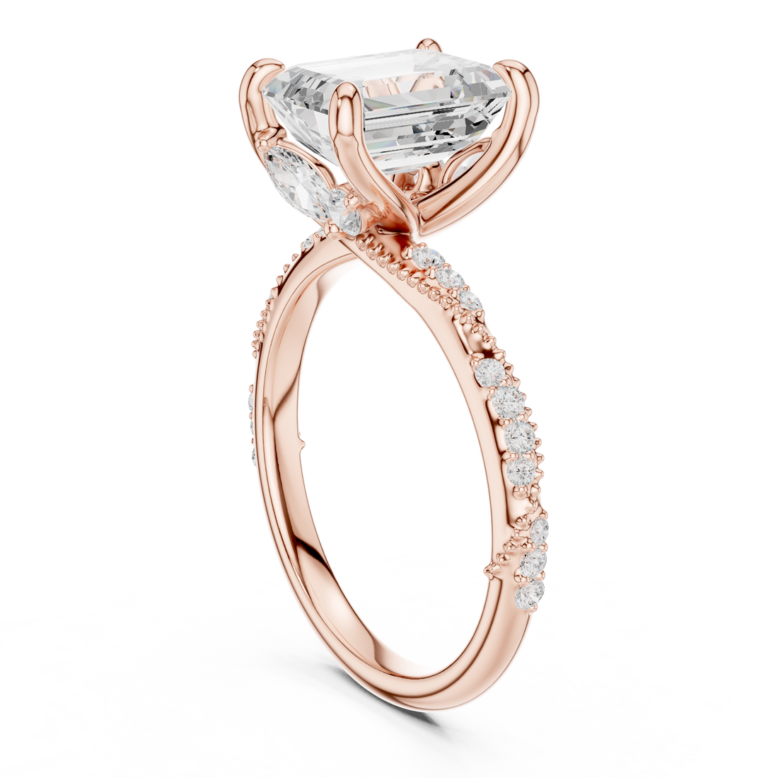 Classic cushion-cut diamond ring with vintage-inspired halo setting and sparkling accents.