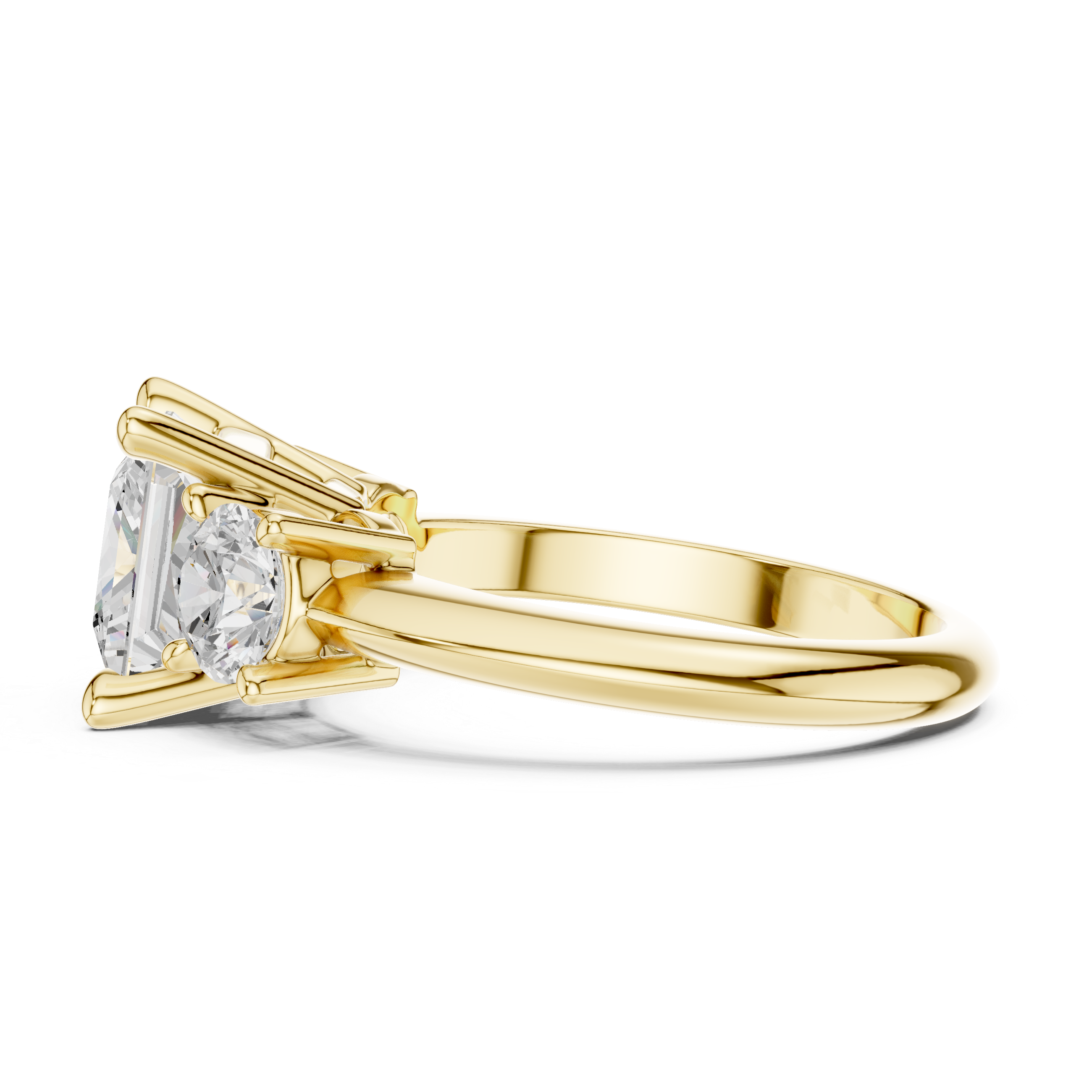 Stylish multi-band ring featuring layered metal structure.