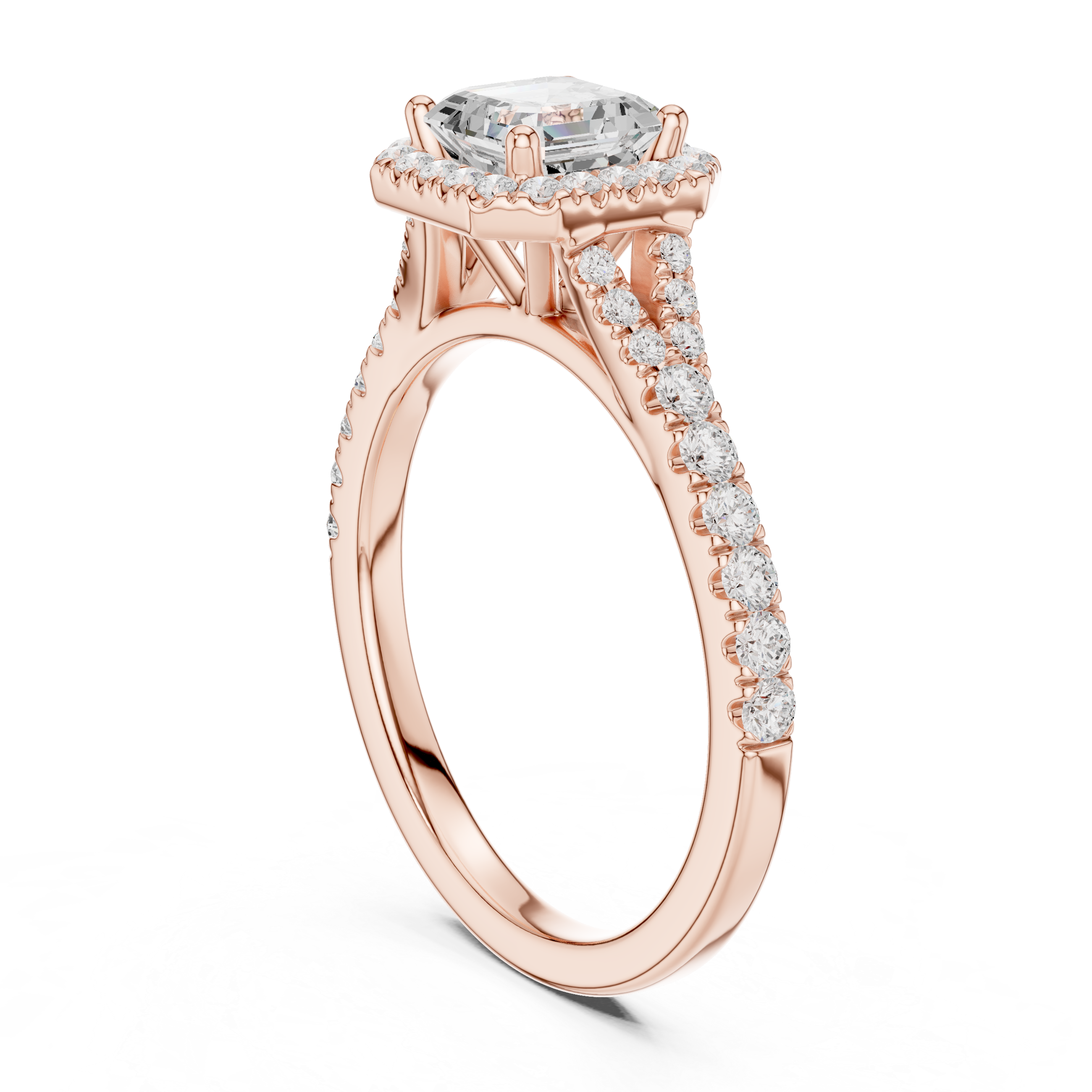 Classic cushion-cut diamond ring with vintage-inspired halo setting and sparkling accents.