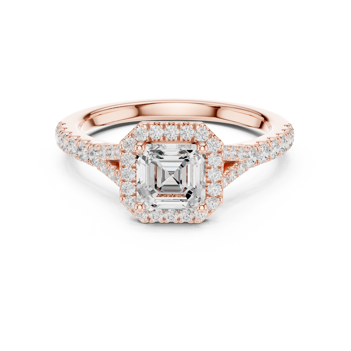 Elegant princess-cut diamond engagement ring with brilliant center stone and slim polished gold band.