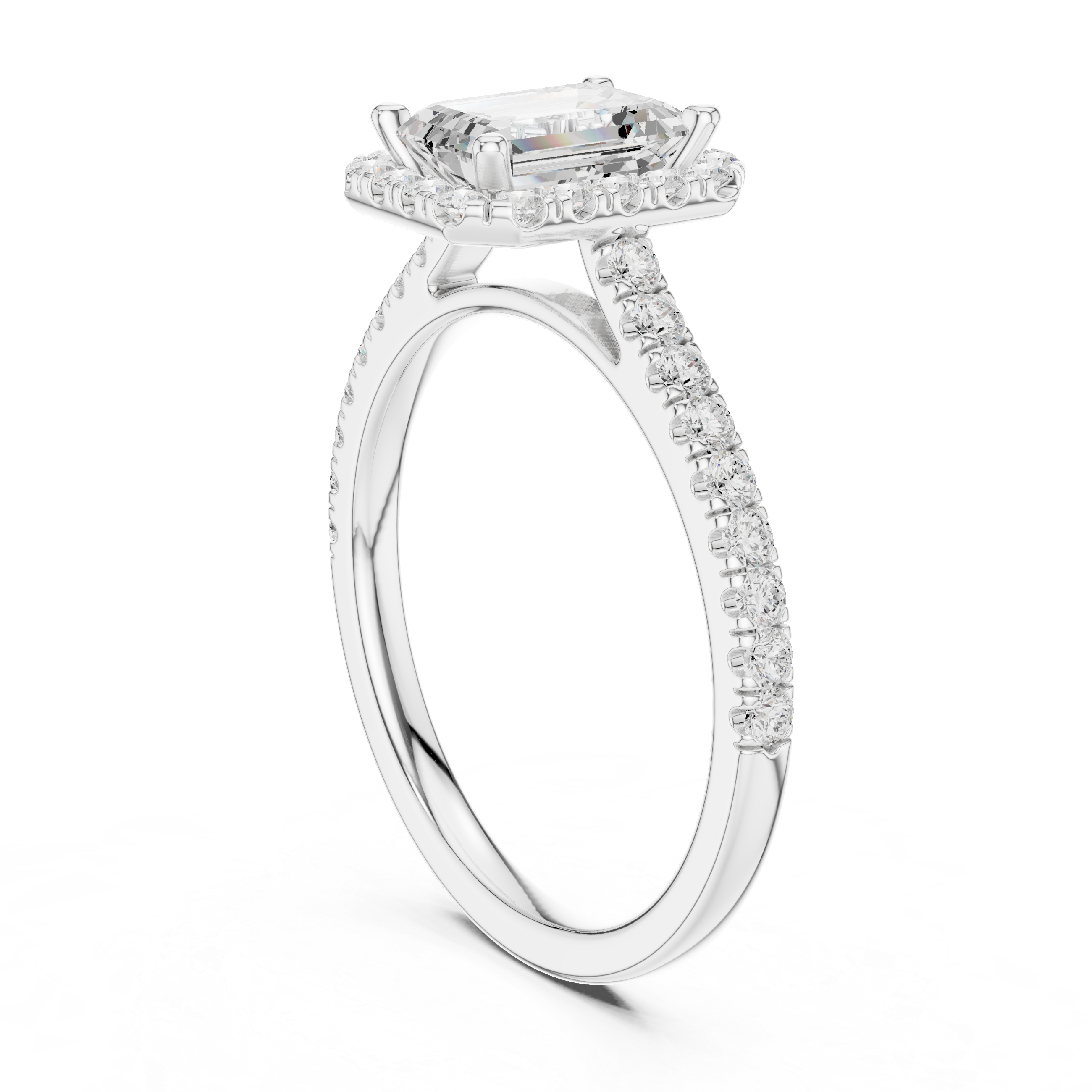 Modern three-stone diamond ring symbolizing past present and future with elegant design.