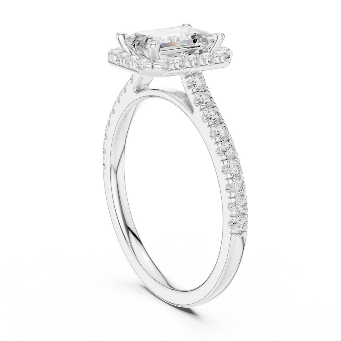 Modern three-stone diamond ring symbolizing past present and future with elegant design.