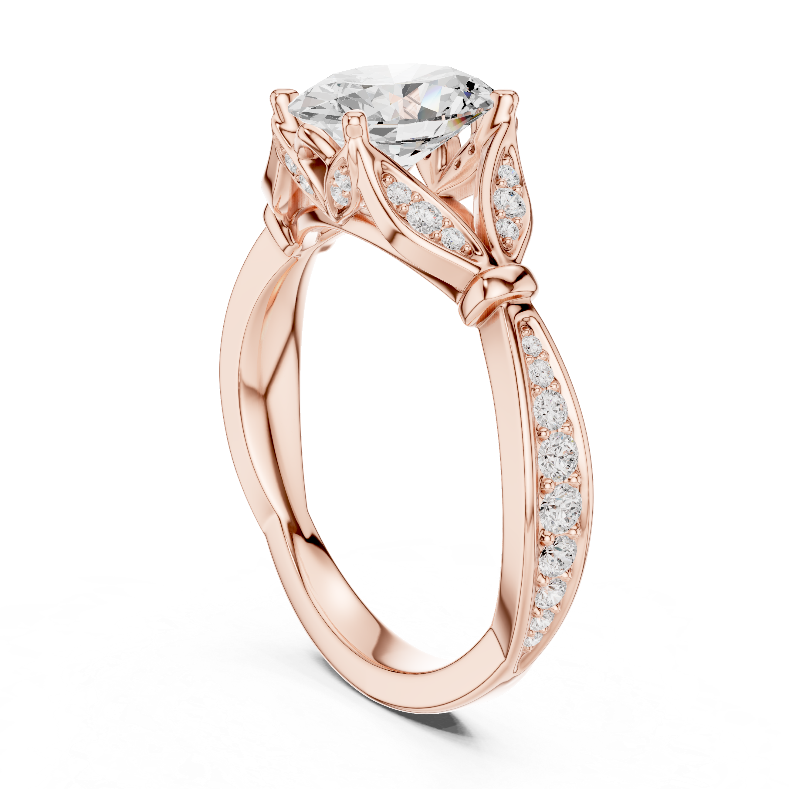 Vintage Oval Cut Diamond Engagement Ring with Pavé Detail