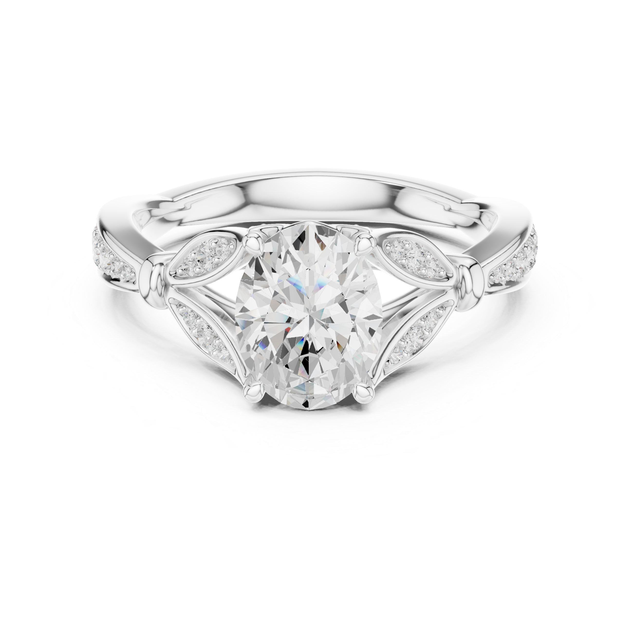 Vintage Oval Cut Diamond Engagement Ring with Pavé Detail