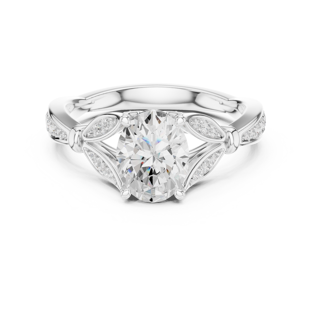 Vintage Oval Cut Diamond Engagement Ring with Pavé Detail