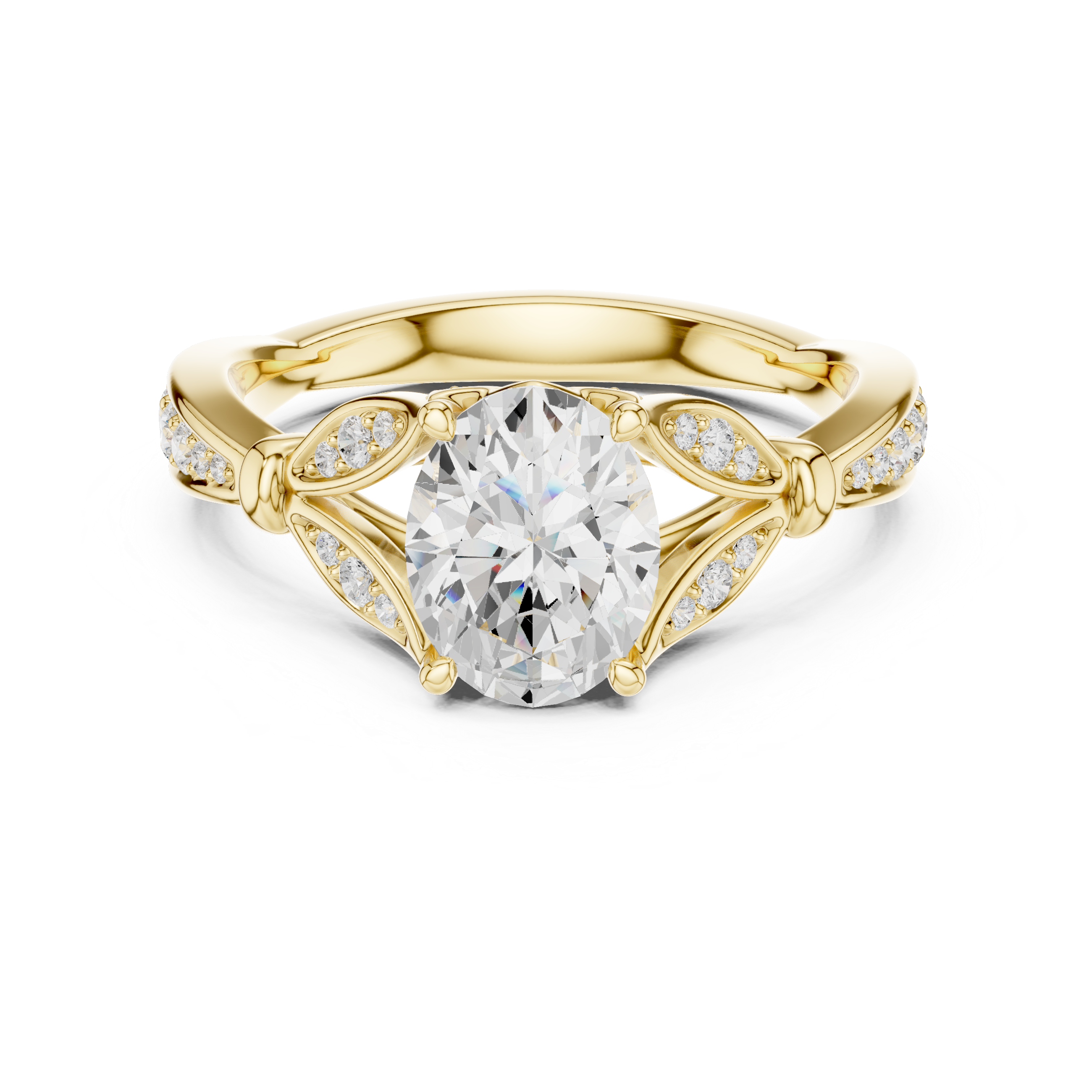 Vintage Oval Cut Diamond Engagement Ring with Pavé Detail