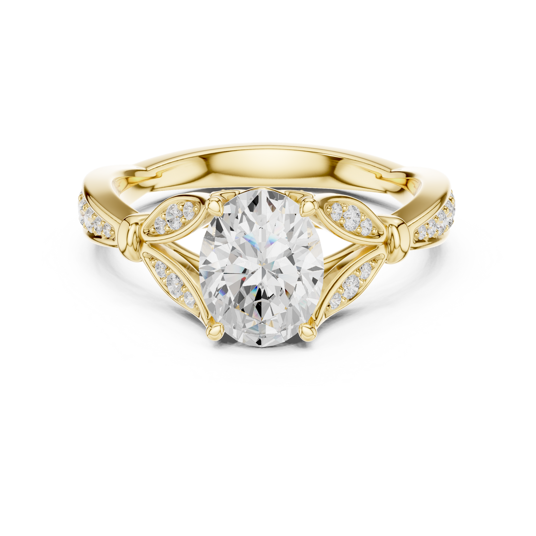 Vintage Oval Cut Diamond Engagement Ring with Pavé Detail