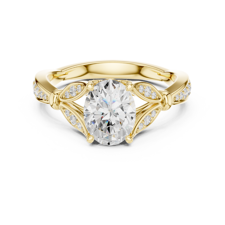 Vintage Oval Cut Diamond Engagement Ring with Pavé Detail