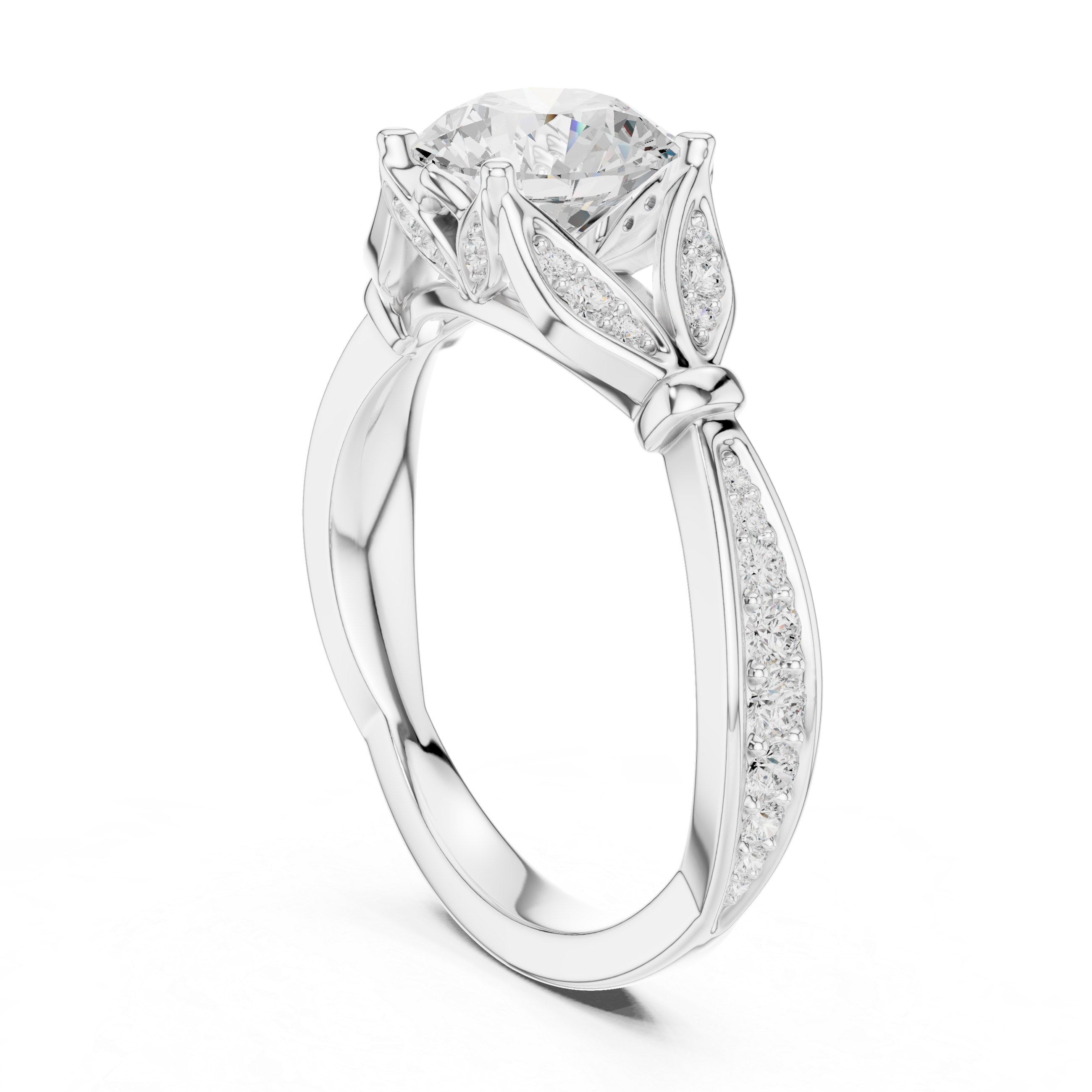 Modern three-stone diamond ring symbolizing past present and future with elegant design.