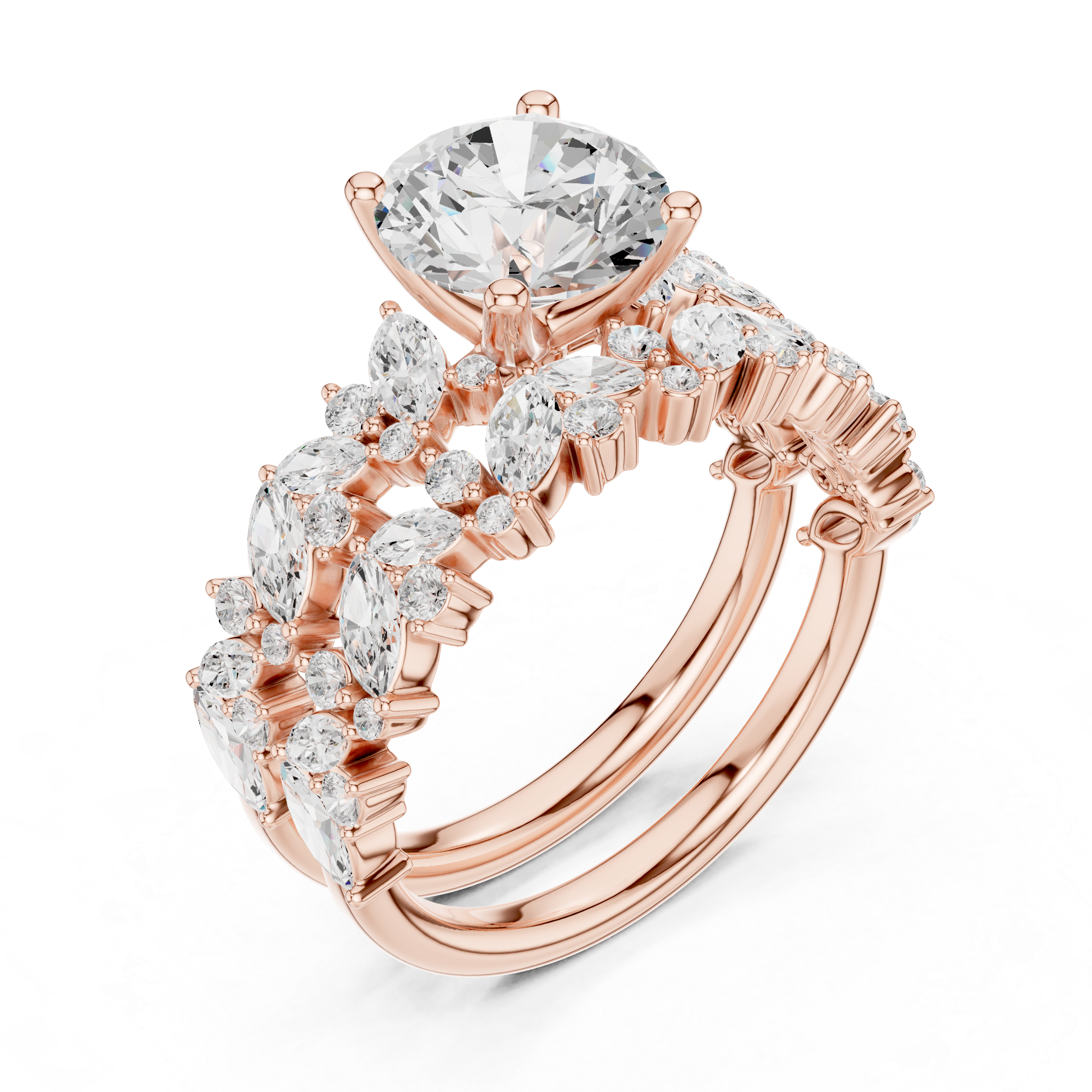 Elegant floral stud earrings crafted with petal-shaped diamond accents.
