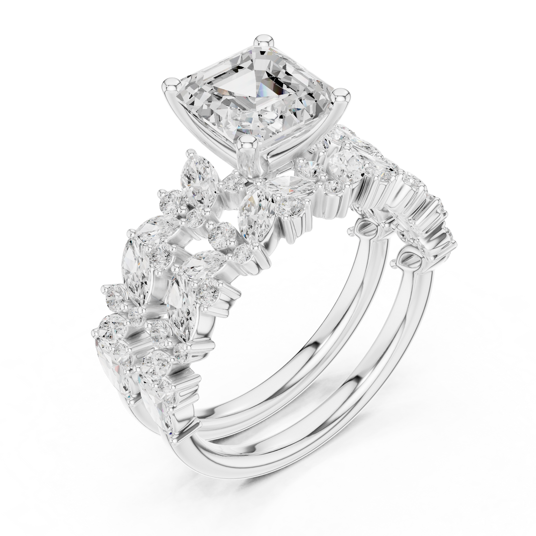 Luxury layered diamond pendant necklace with multiple sparkling stones.