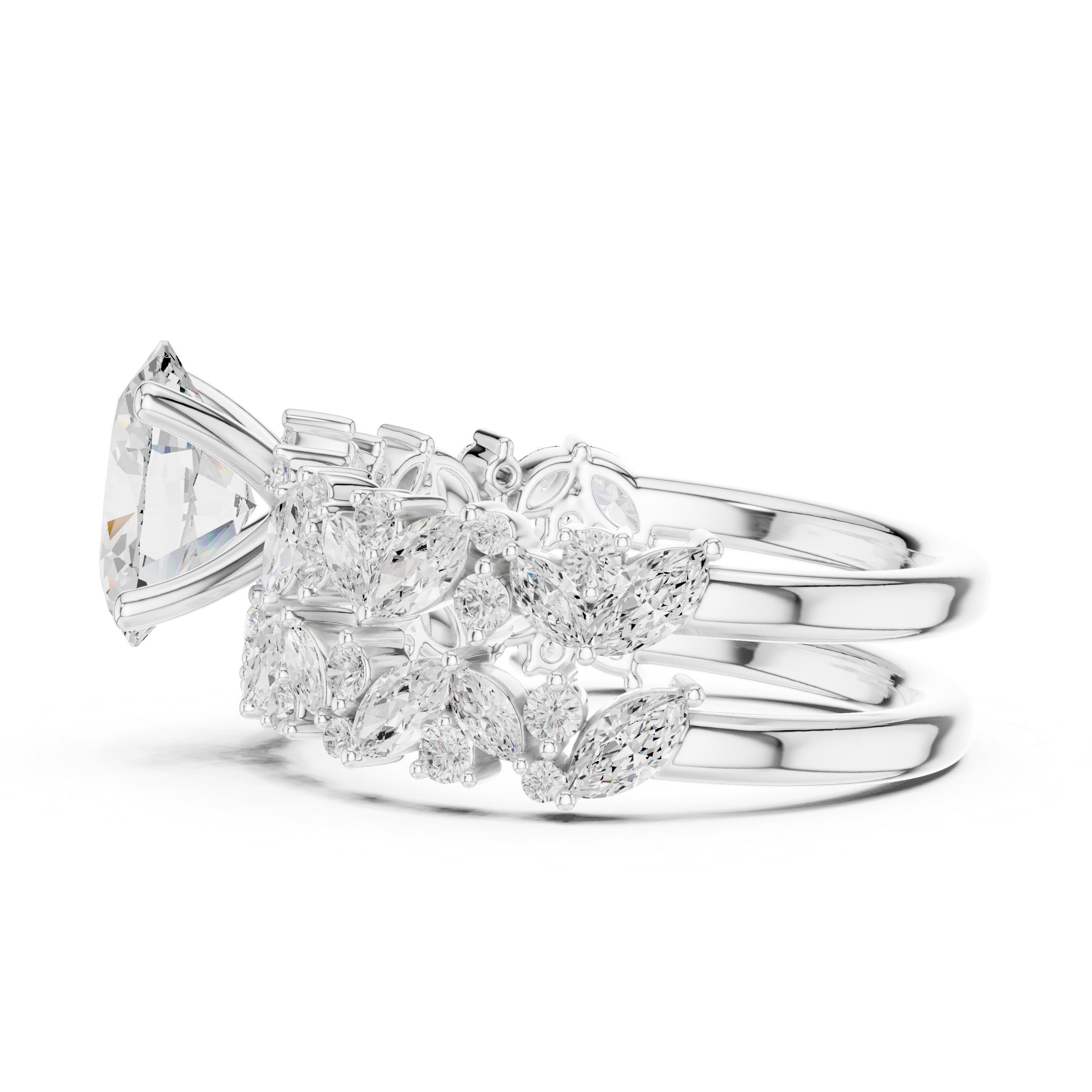 Luxury diamond brooch featuring intricate symmetrical pattern.