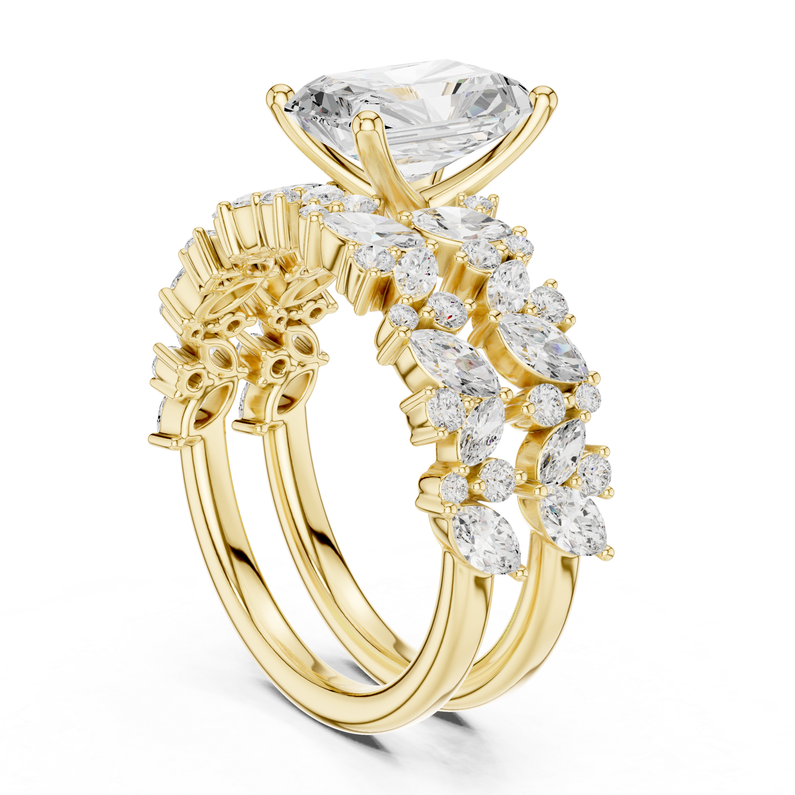 Classic wedding jewellery set featuring matching gold accessories.