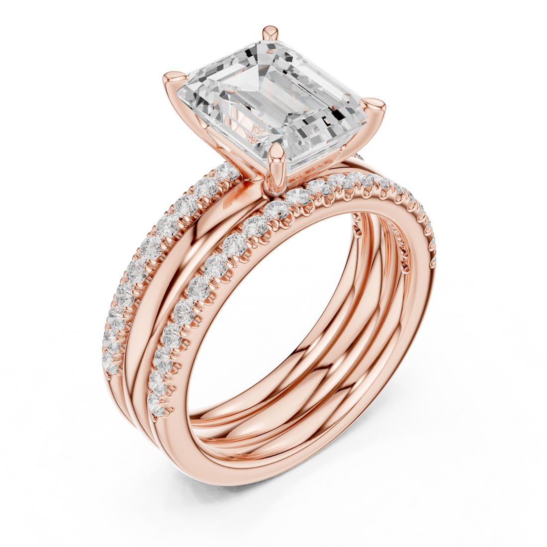 Elegant stackable ring set featuring multiple slim bands.
