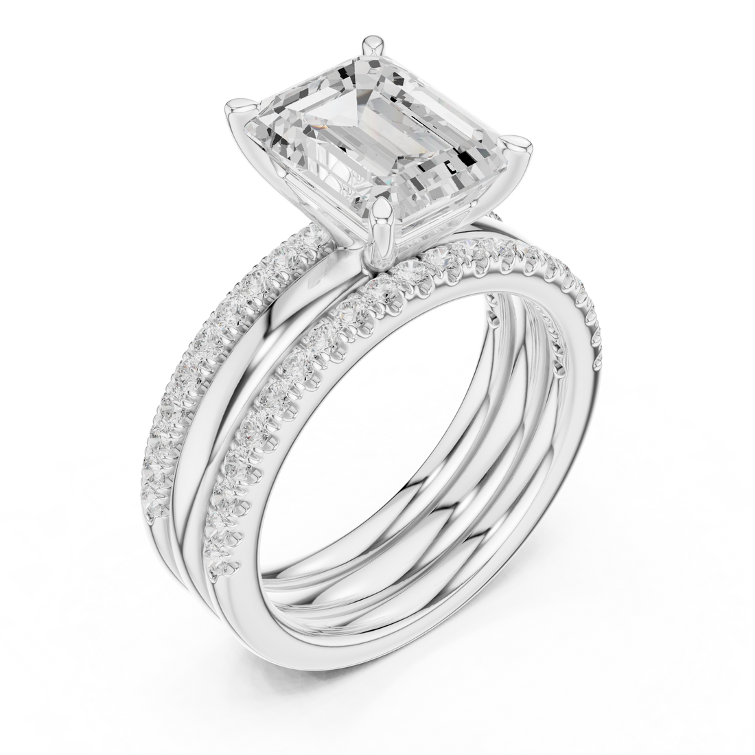 Stylish anniversary ring featuring sparkling stone accents.