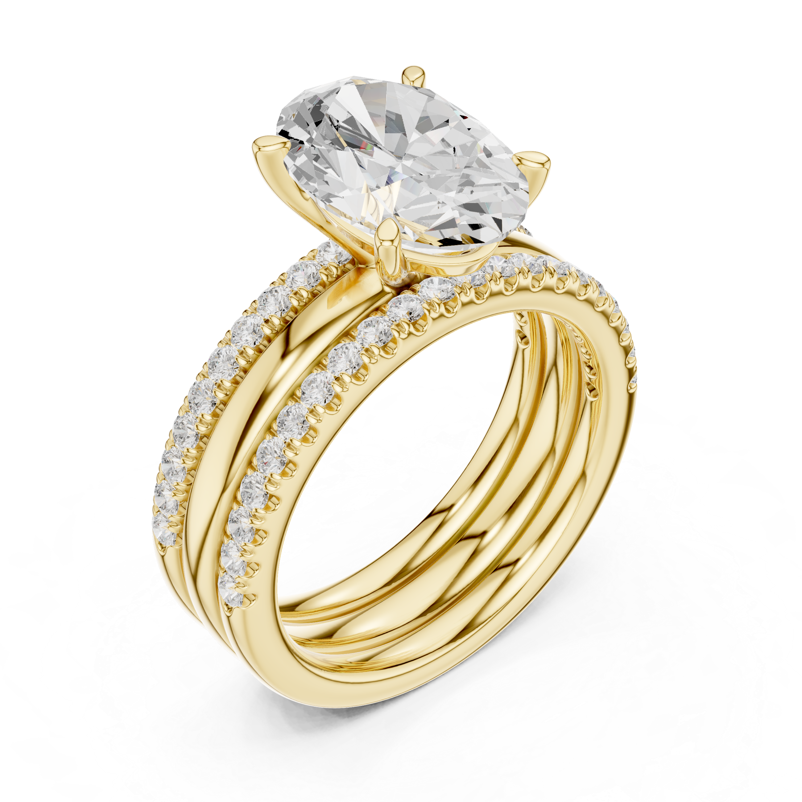 Elegant eternity ring featuring continuous circle of diamonds around the band.