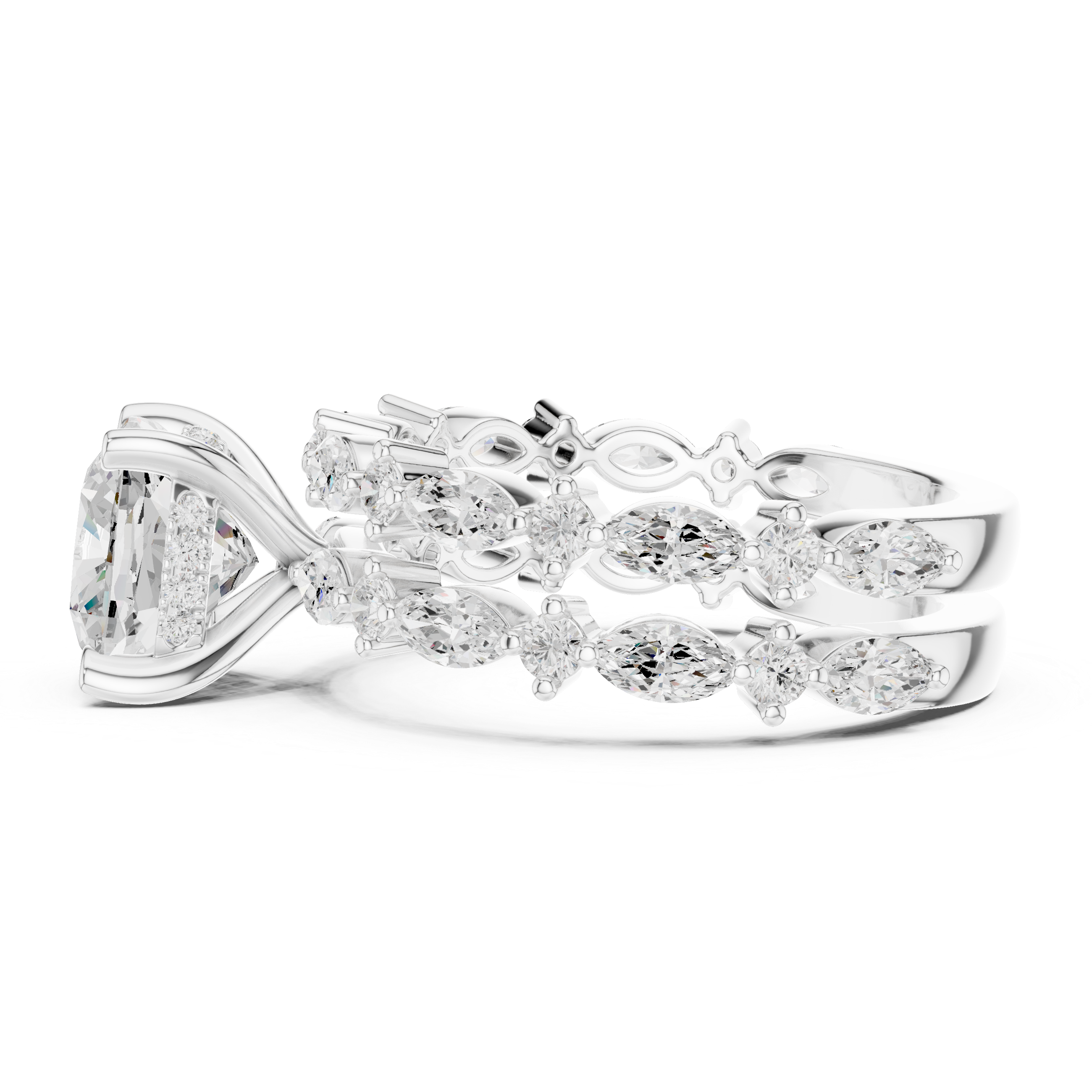 Stylish layered bridal necklace with multiple strands of decorative elements.