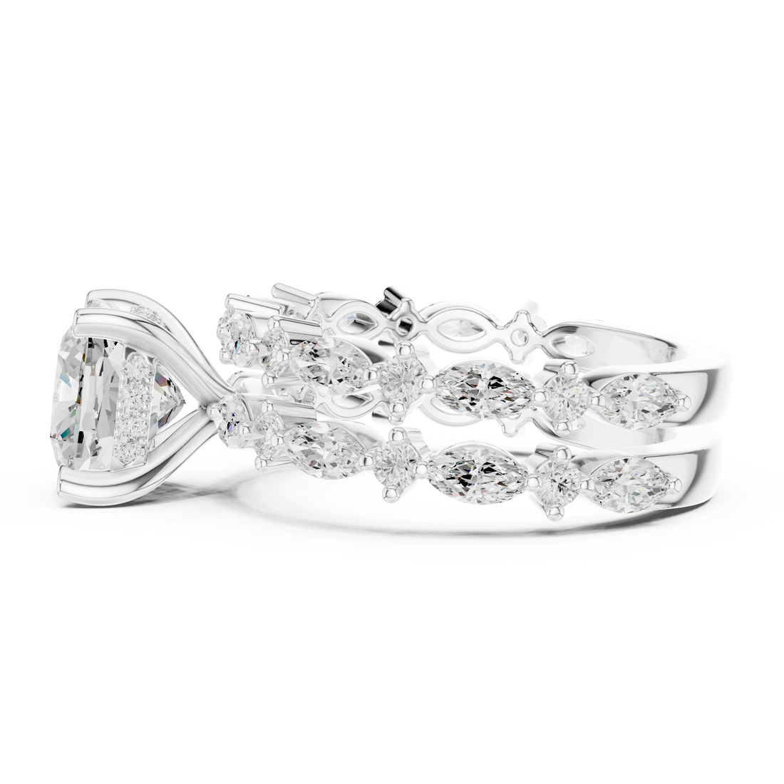 Stylish layered bridal necklace with multiple strands of decorative elements.