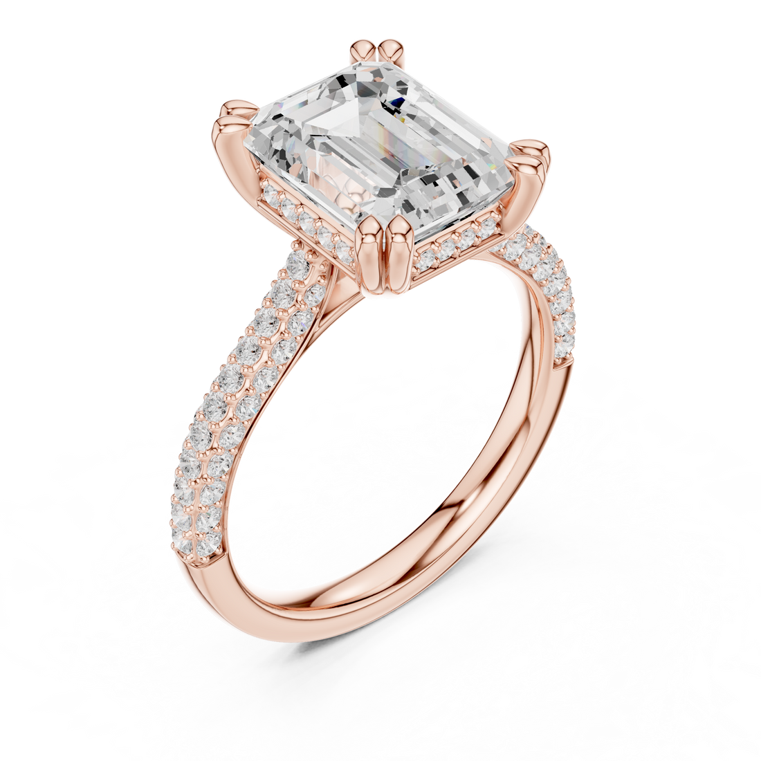 Luxury men's diamond band featuring row of sparkling stones.