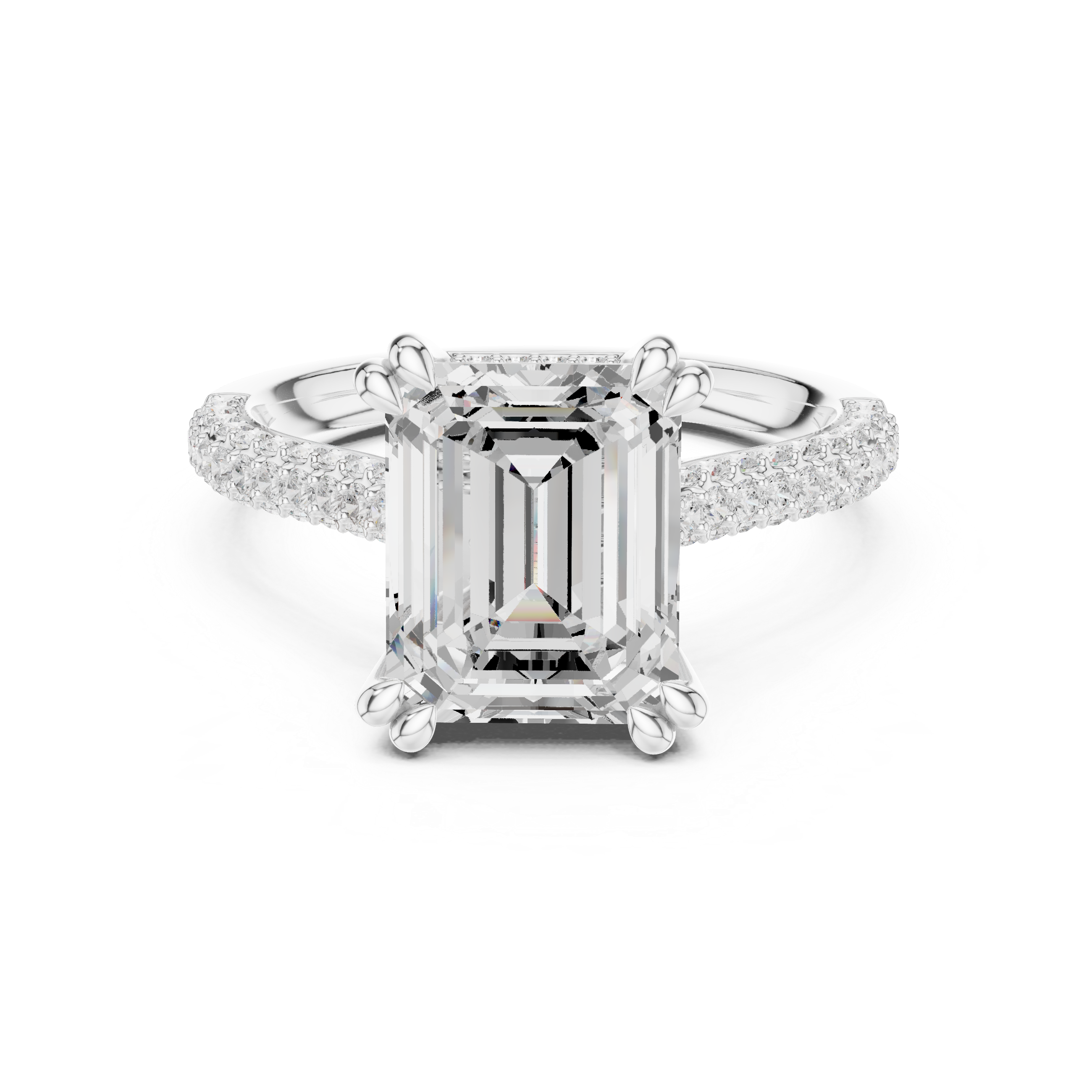 Classic halo cocktail ring featuring large central gemstone.