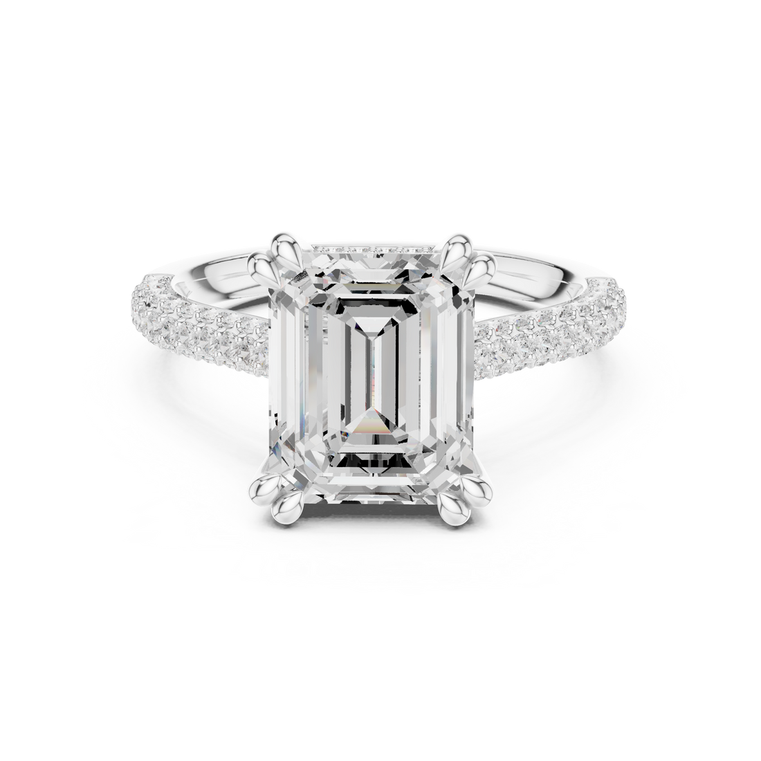 Classic halo cocktail ring featuring large central gemstone.