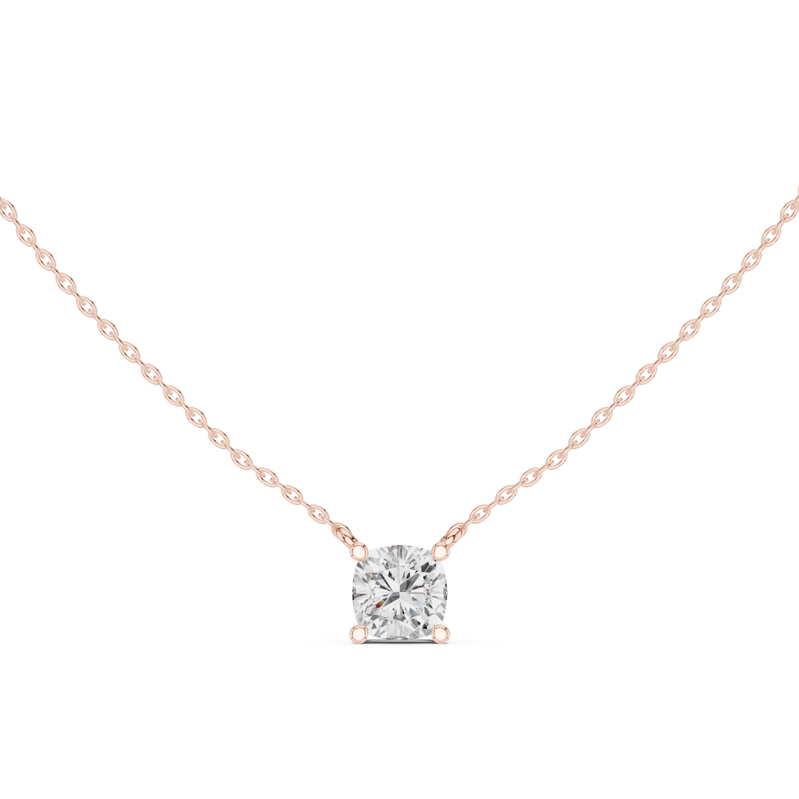 Cushion Cut Solitaire Diamond Pendant Necklace Classic Four Prong Elegance