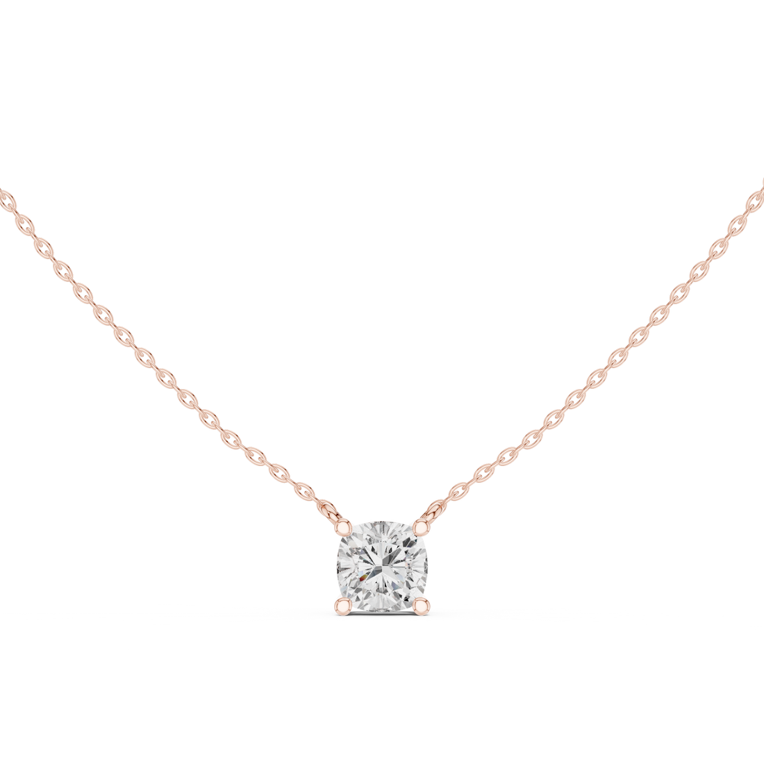 Cushion Cut Solitaire Diamond Pendant Necklace Classic Four Prong Elegance