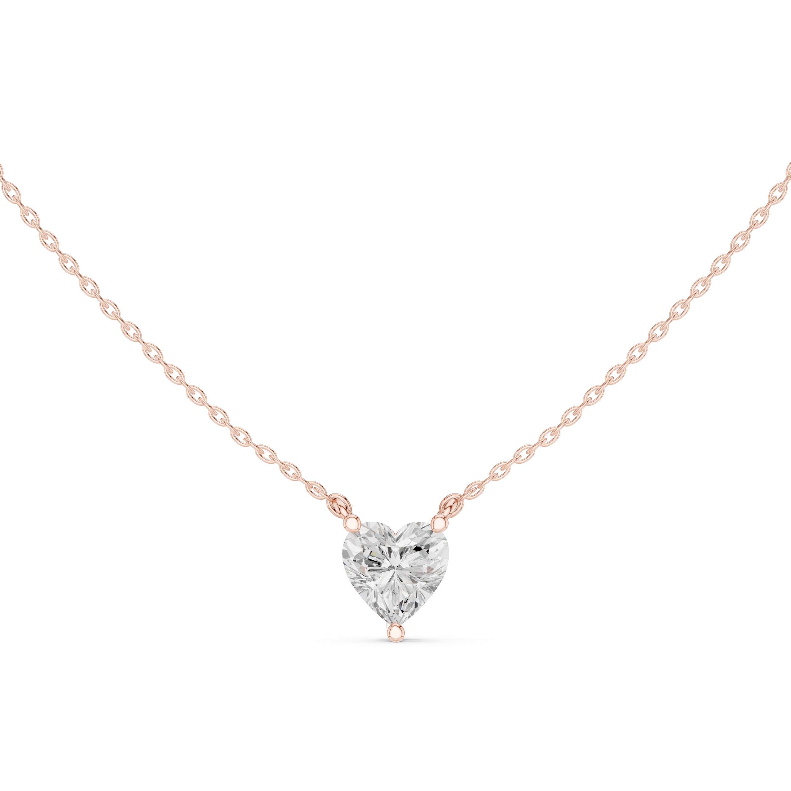 Heart Cut Diamond Solitaire Pendant Necklace Classic Three Prong Setting