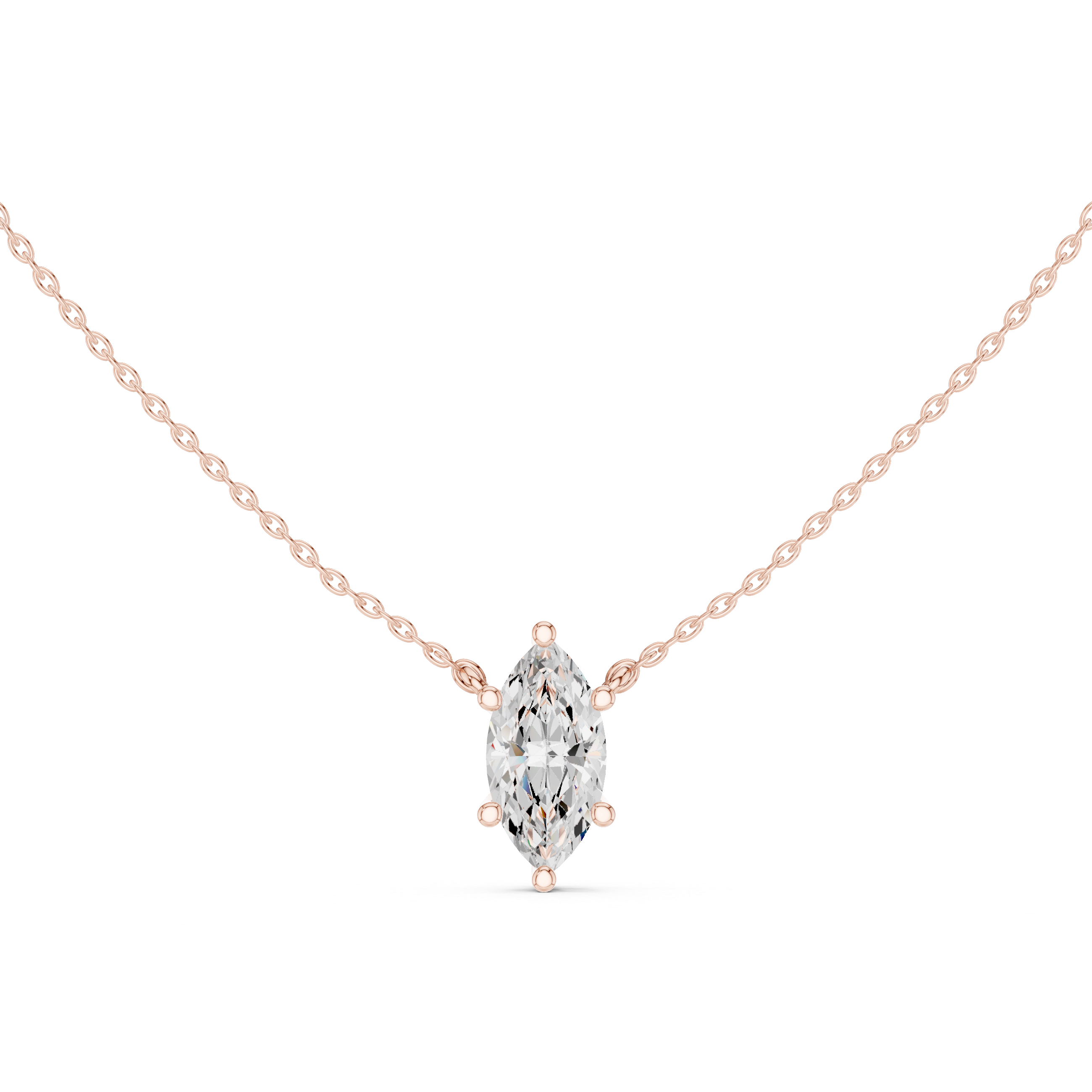 Marquise Cut Diamond Solitaire Pendant Necklace with Elegant Six Prong Setting